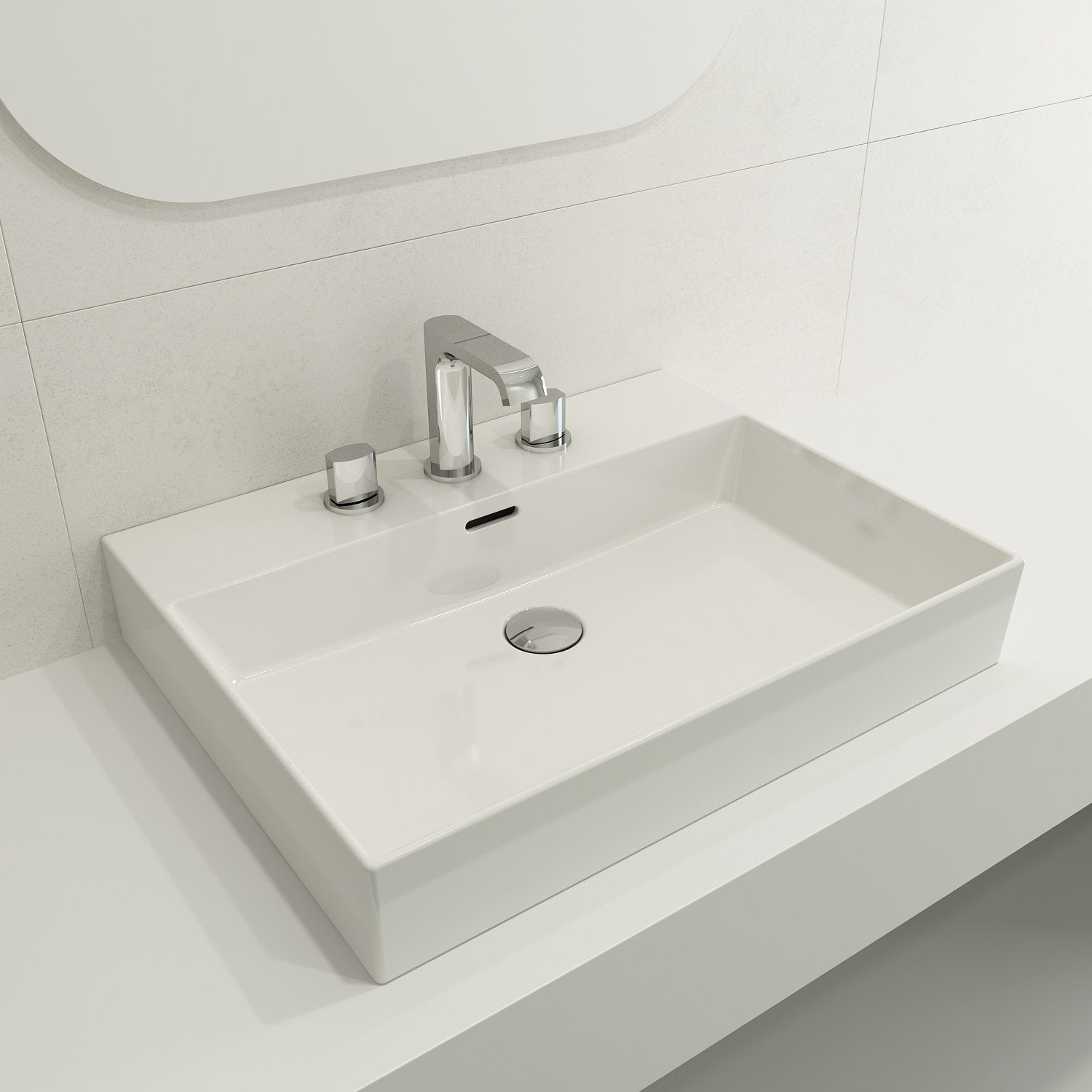 Milano Wall-Mounted Sink Fireclay 24 in. 3-Hole with Overflow 1376