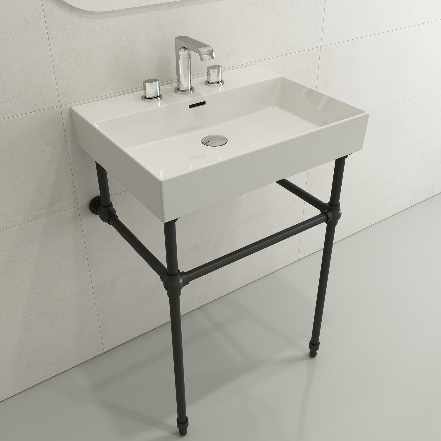 Milano Wall-Mounted Sink Fireclay 24 in. 3-Hole with Overflow 1376
