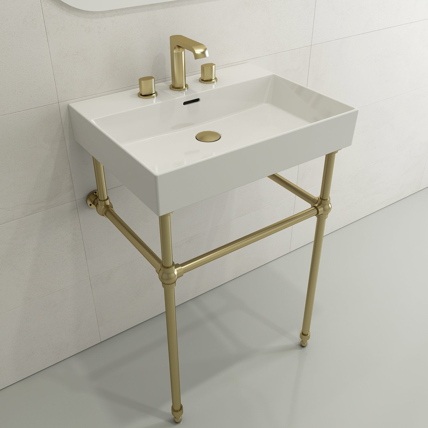 Milano Wall-Mounted Sink Fireclay 24 in. 3-Hole with Overflow 1376