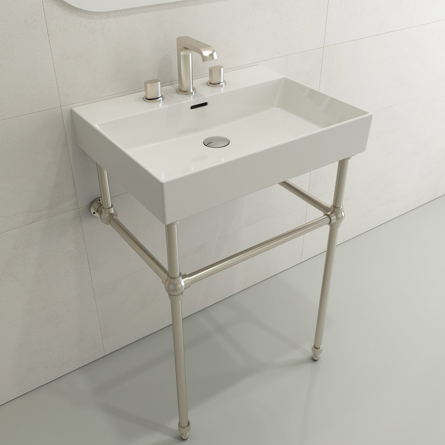 Milano Wall-Mounted Sink Fireclay 24 in. 3-Hole with Overflow 1376