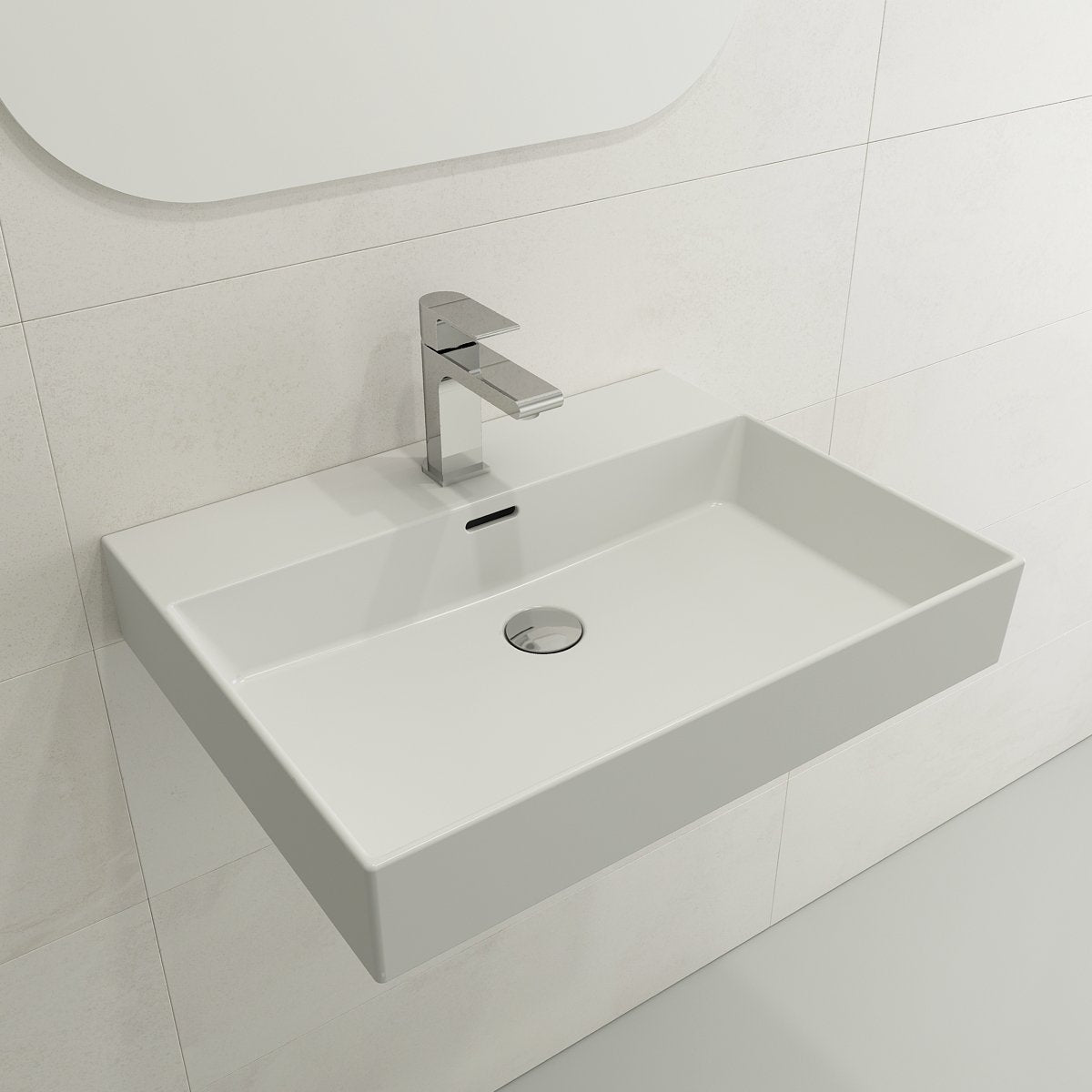 Milano Wall-Mounted Sink Fireclay 24 in. 1-Hole with Overflow 1376