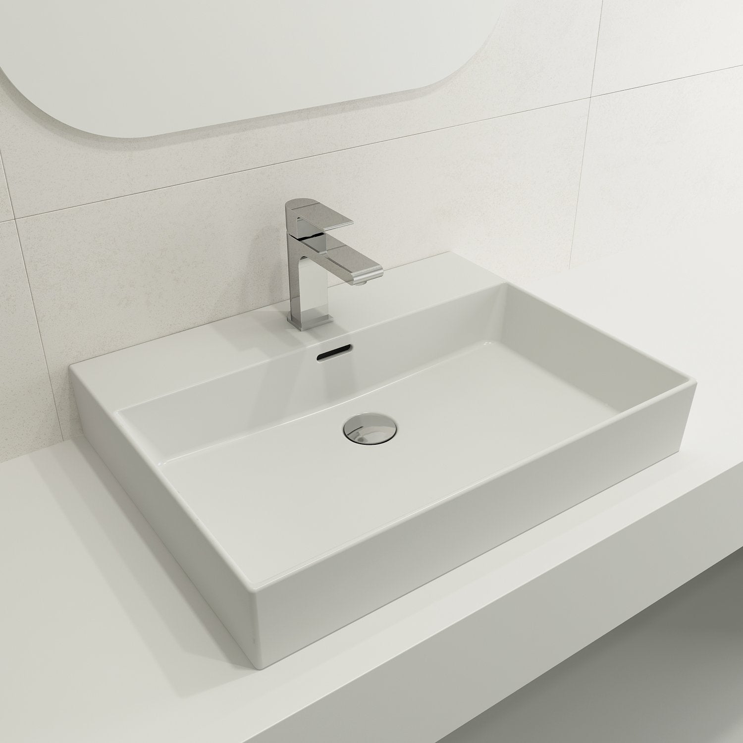 Milano Wall-Mounted Sink Fireclay 24 in. 1-Hole with Overflow 1376