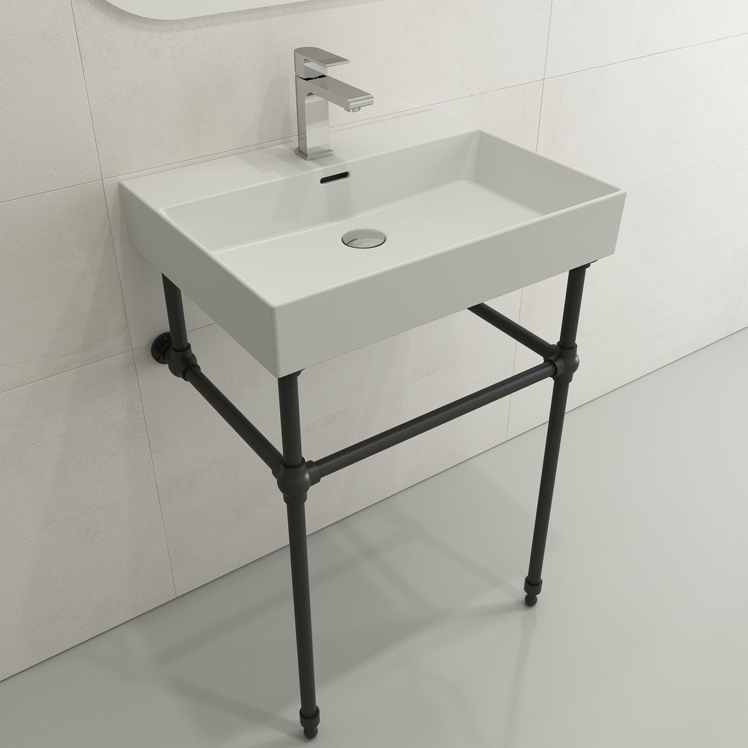 Milano Wall-Mounted Sink Fireclay 24 in. 1-Hole with Overflow 1376