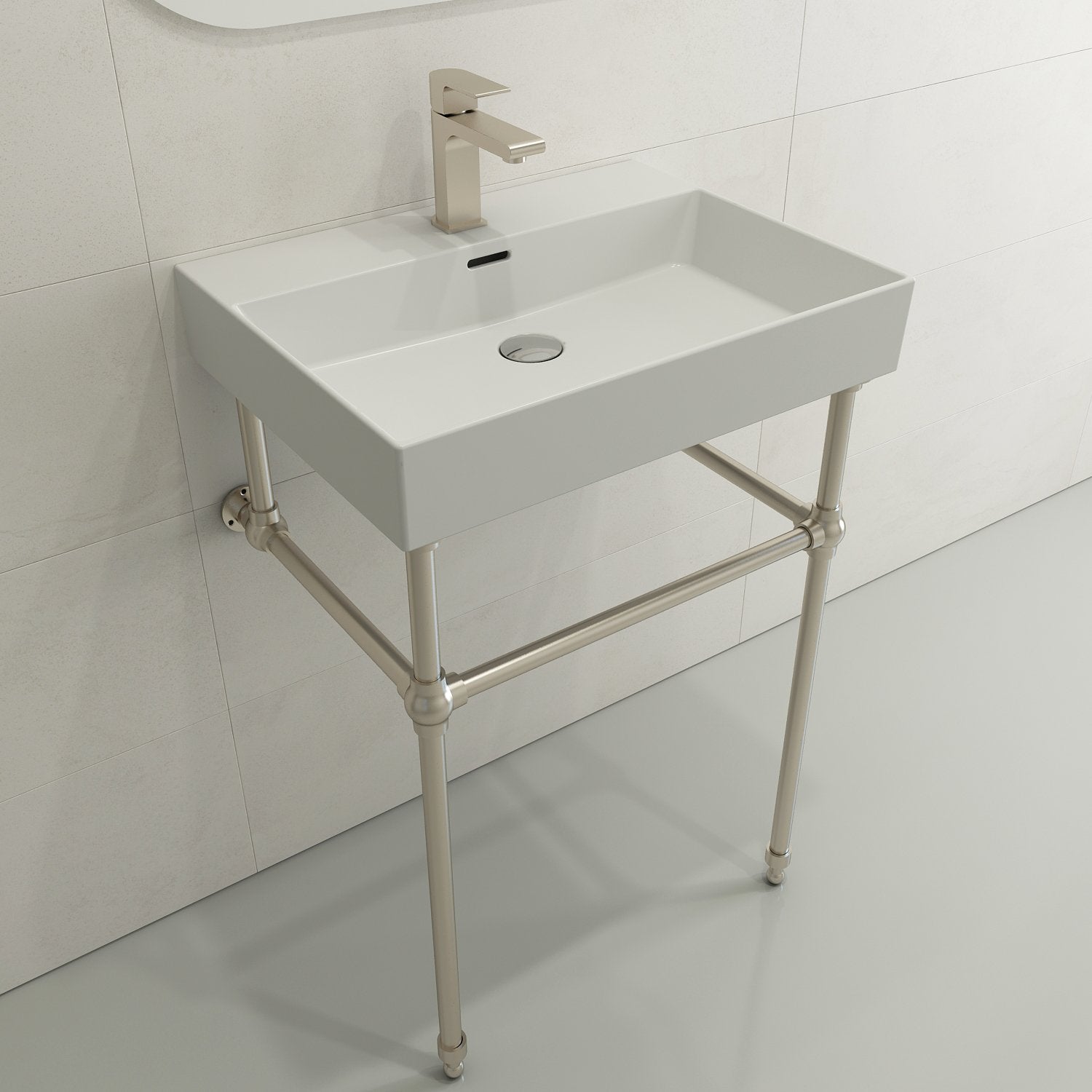 Milano Wall-Mounted Sink Fireclay 24 in. 1-Hole with Overflow 1376
