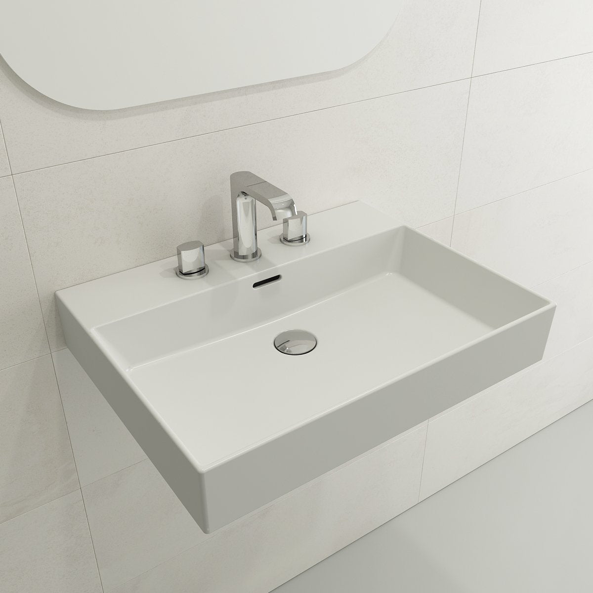 Milano Wall-Mounted Sink Fireclay 24 in. 3-Hole with Overflow 1376