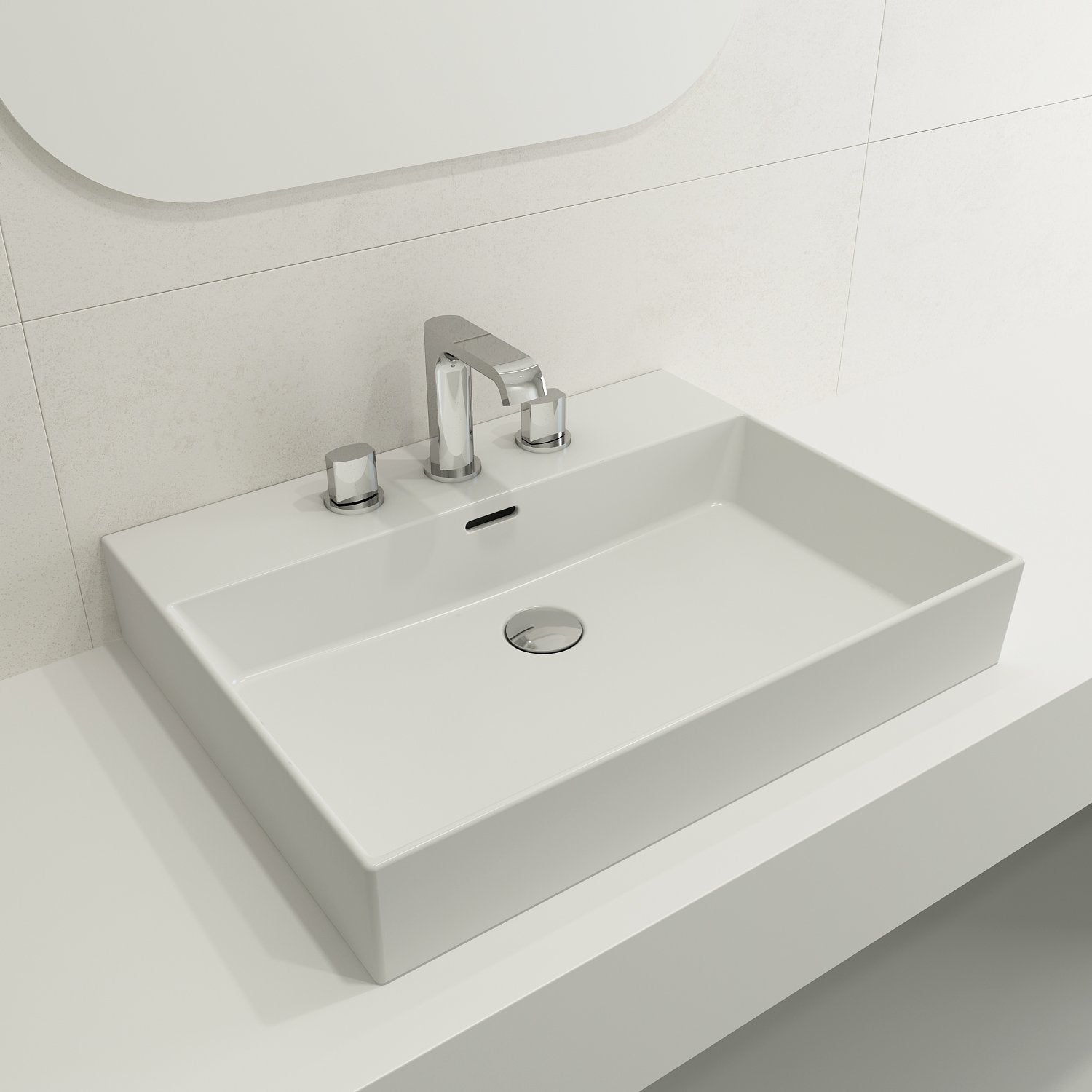 Milano Wall-Mounted Sink Fireclay 24 in. 3-Hole with Overflow 1376