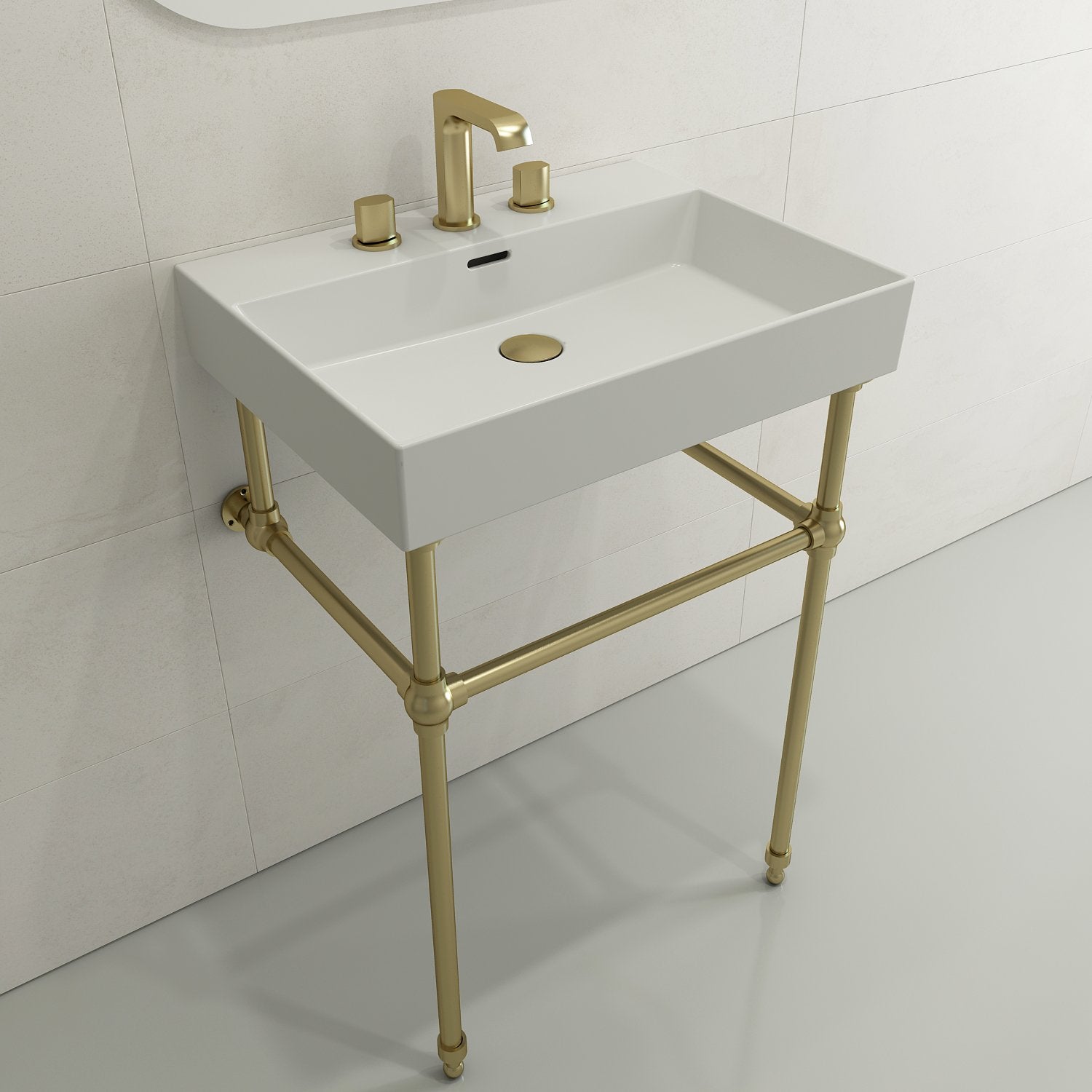 Milano Wall-Mounted Sink Fireclay 24 in. 3-Hole with Overflow 1376