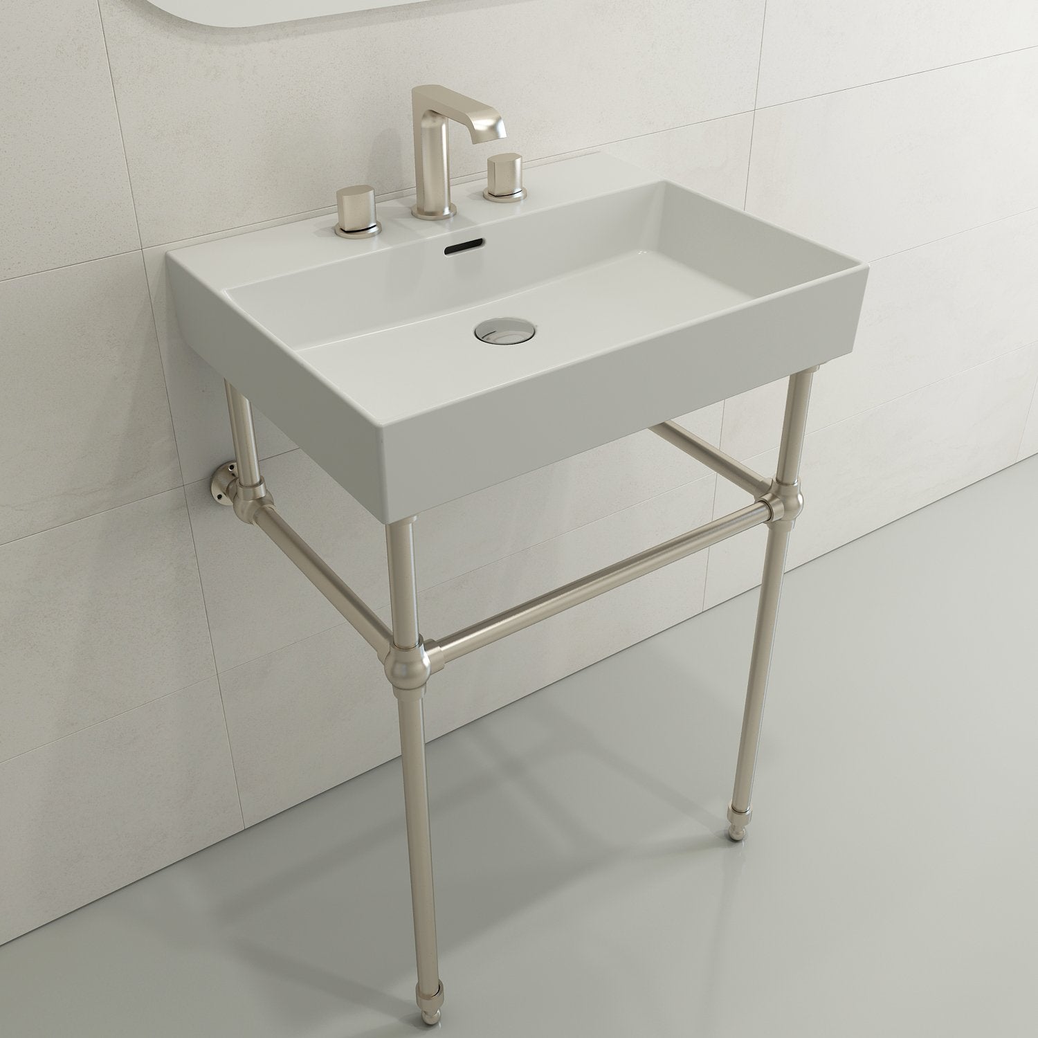 Milano Wall-Mounted Sink Fireclay 24 in. 3-Hole with Overflow 1376