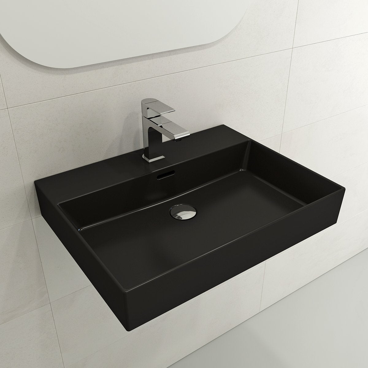 Milano Wall-Mounted Sink Fireclay 24 in. 1-Hole with Overflow 1376