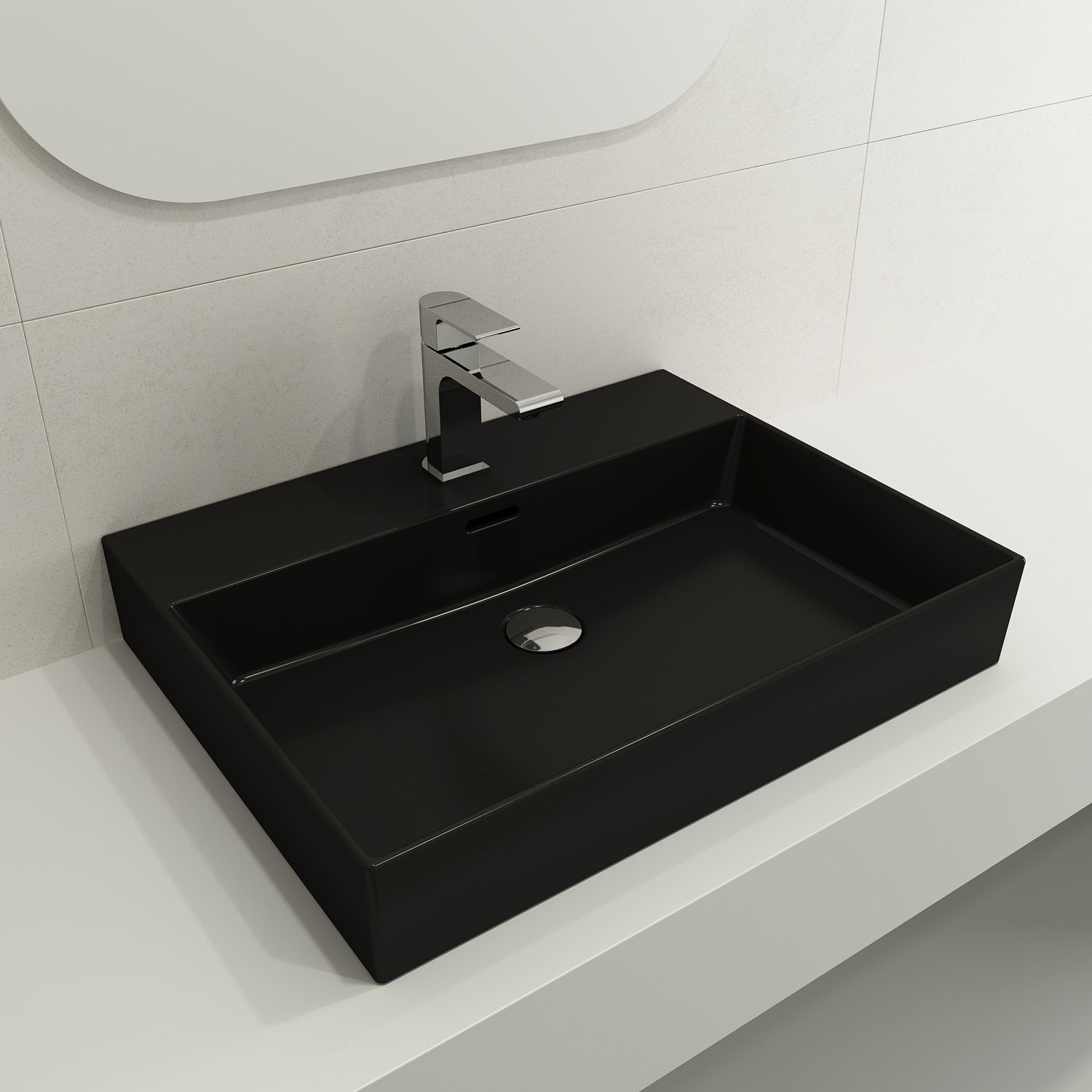 Milano Wall-Mounted Sink Fireclay 24 in. 1-Hole with Overflow 1376