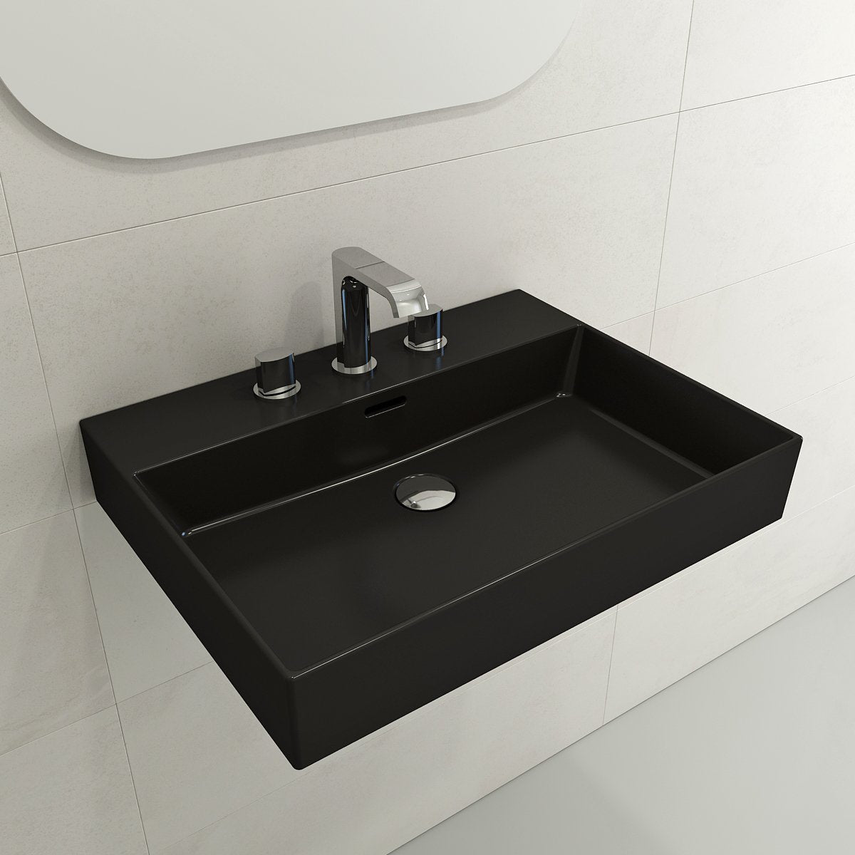 Milano Wall-Mounted Sink Fireclay 24 in. 3-Hole with Overflow 1376
