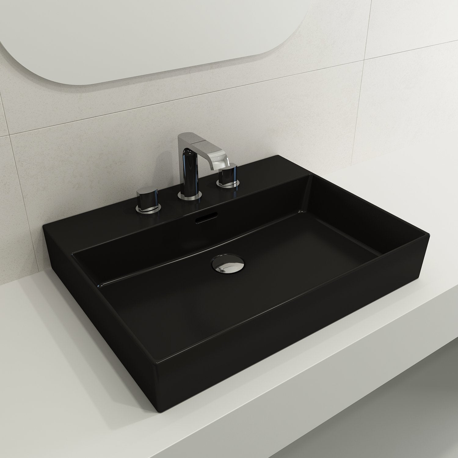 Milano Wall-Mounted Sink Fireclay 24 in. 3-Hole with Overflow 1376