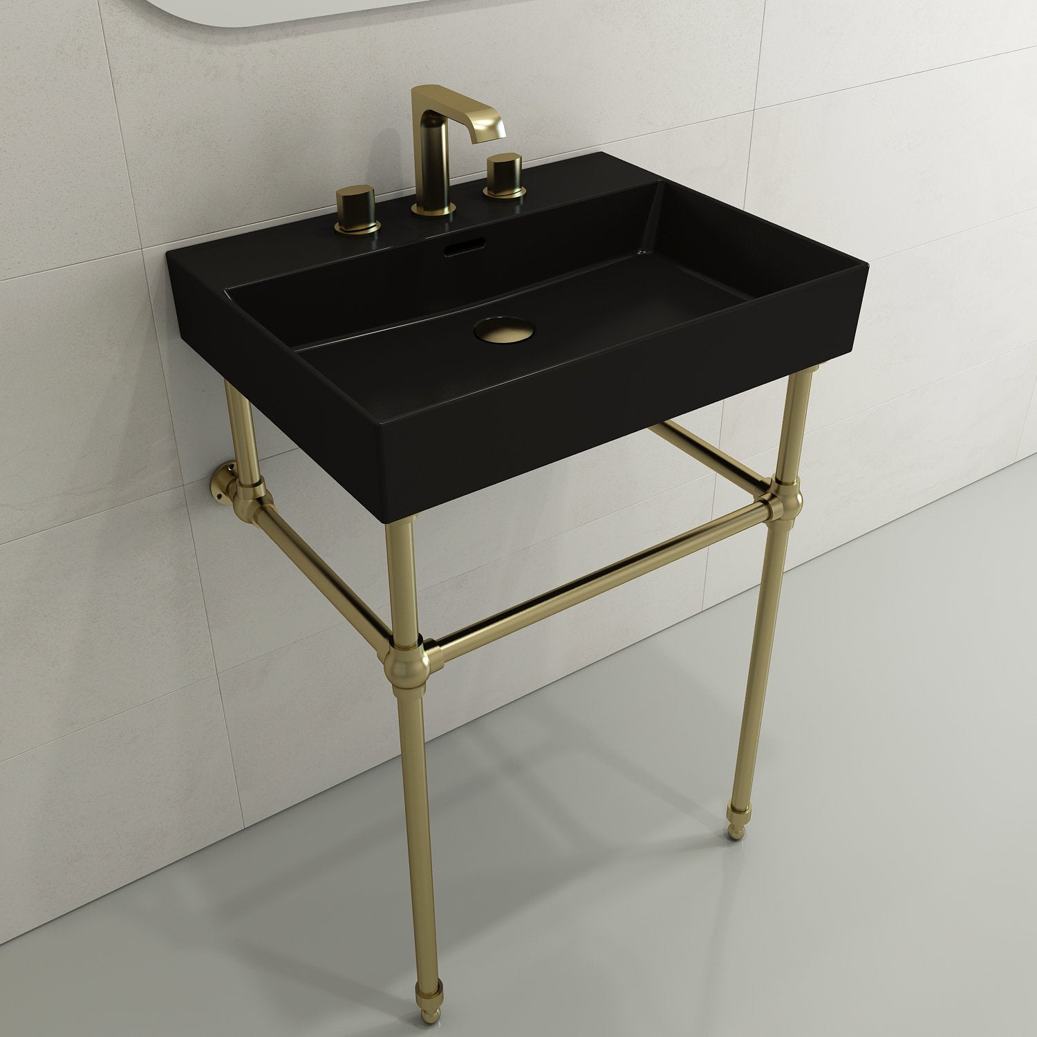 Milano Wall-Mounted Sink Fireclay 24 in. 3-Hole with Overflow 1376