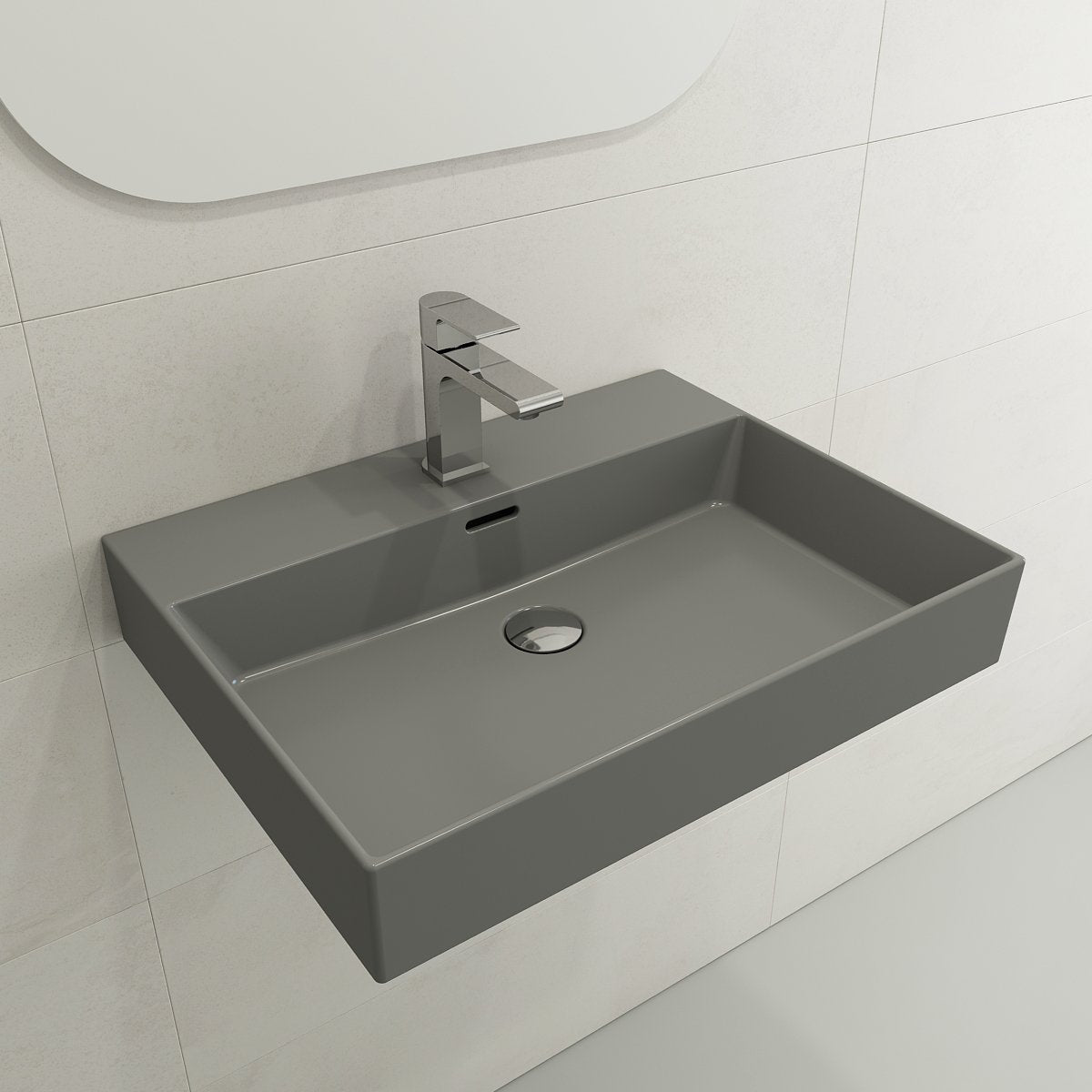 Milano Wall-Mounted Sink Fireclay 24 in. 1-Hole with Overflow 1376