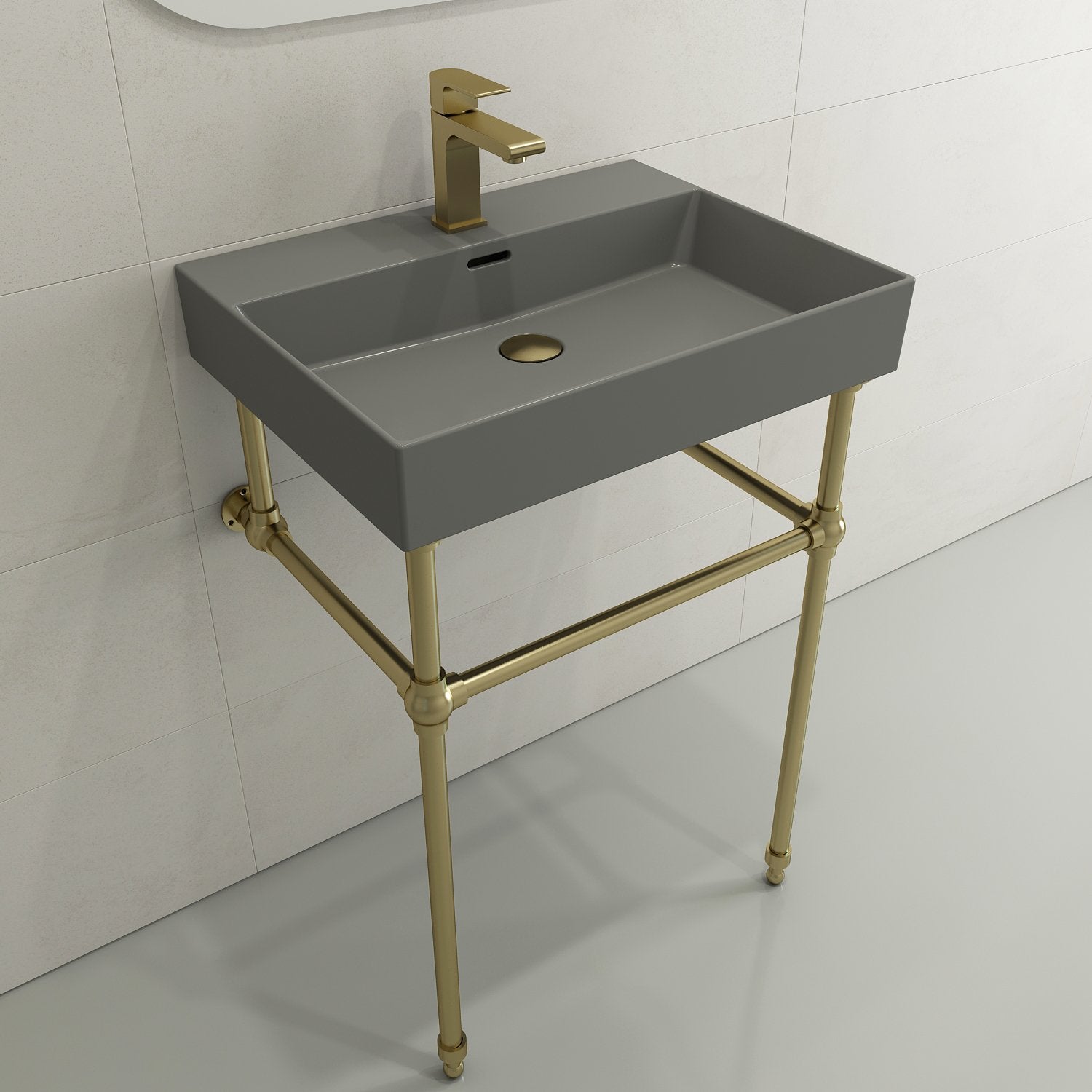 Milano Wall-Mounted Sink Fireclay 24 in. 1-Hole with Overflow 1376