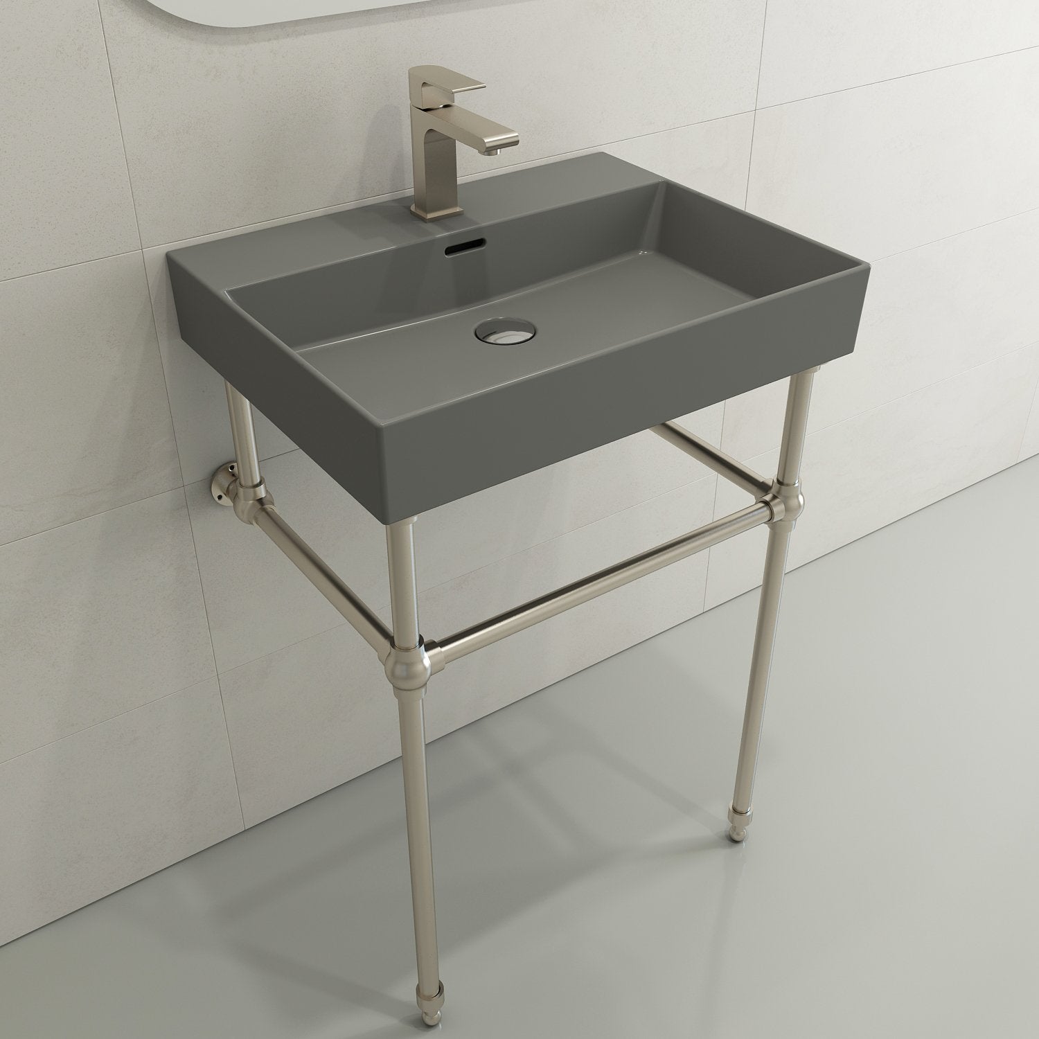 Milano Wall-Mounted Sink Fireclay 24 in. 1-Hole with Overflow 1376