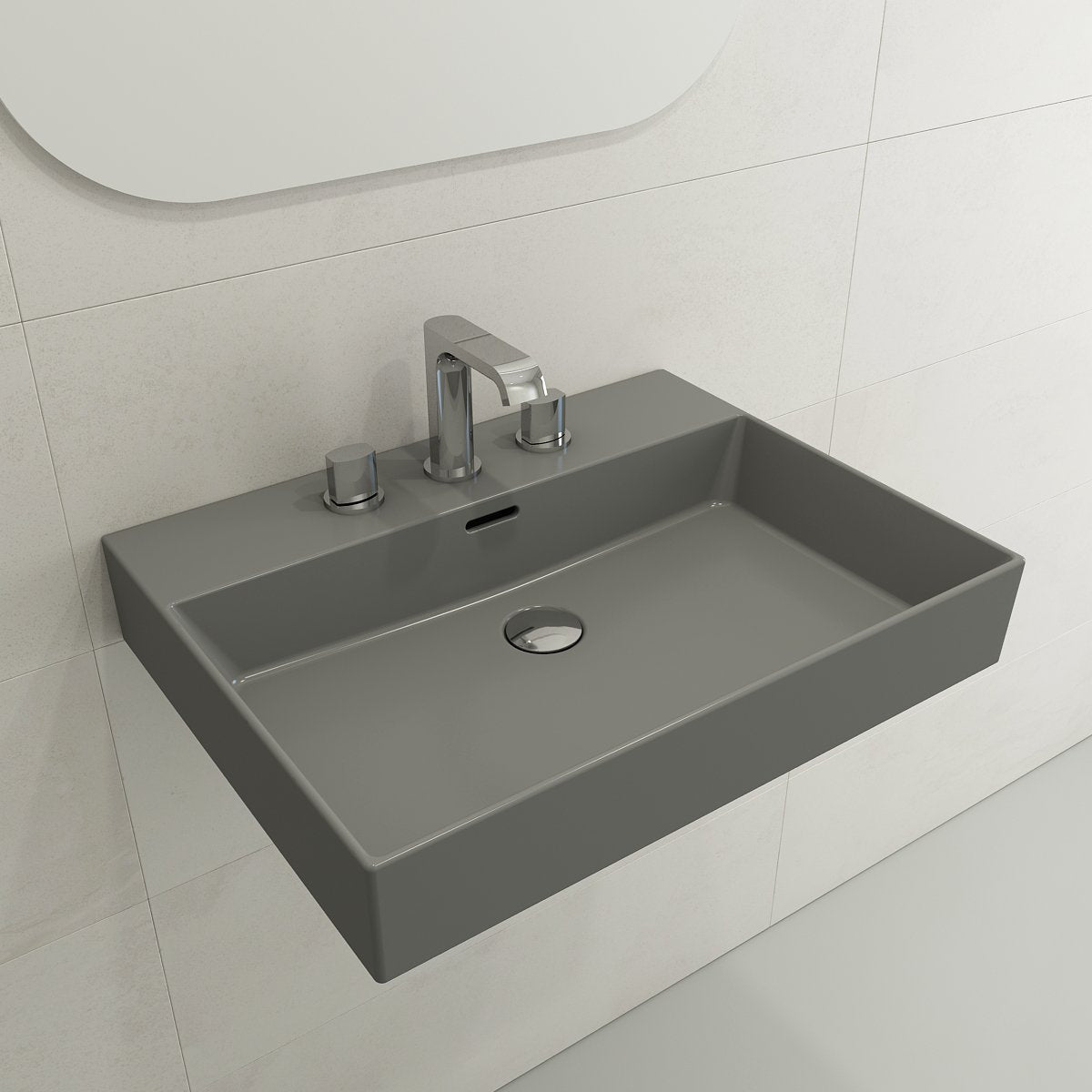 Milano Wall-Mounted Sink Fireclay 24 in. 3-Hole with Overflow 1376