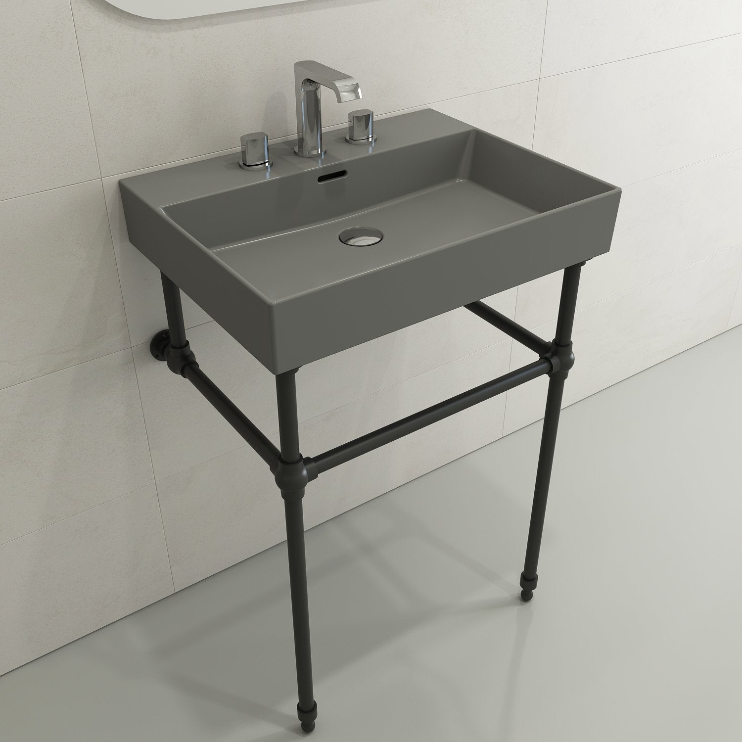 Milano Wall-Mounted Sink Fireclay 24 in. 3-Hole with Overflow 1376