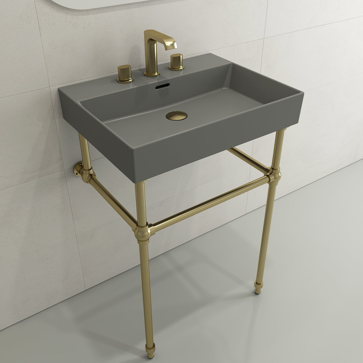 Milano Wall-Mounted Sink Fireclay 24 in. 3-Hole with Overflow 1376