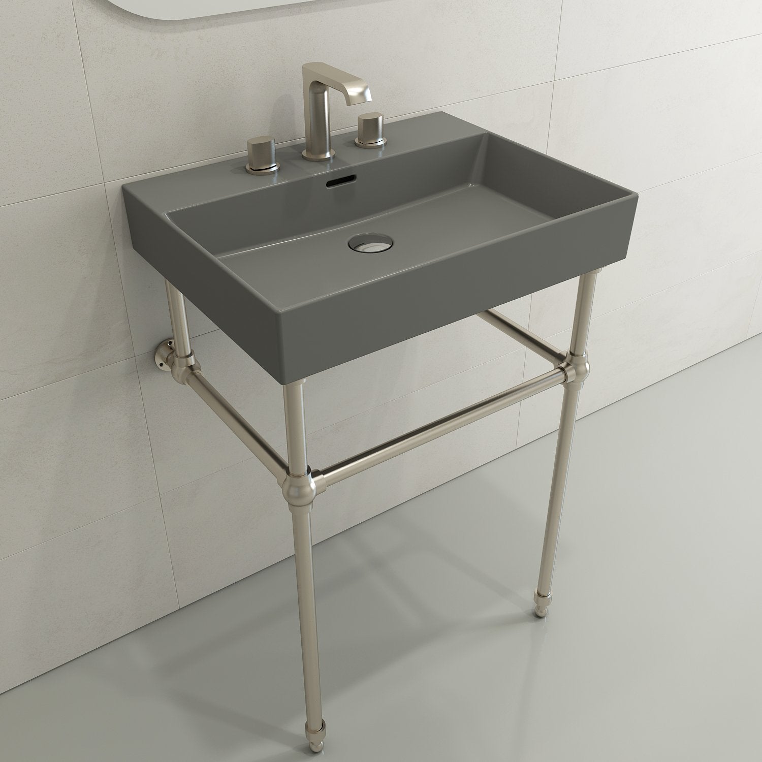 Milano Wall-Mounted Sink Fireclay 24 in. 3-Hole with Overflow 1376