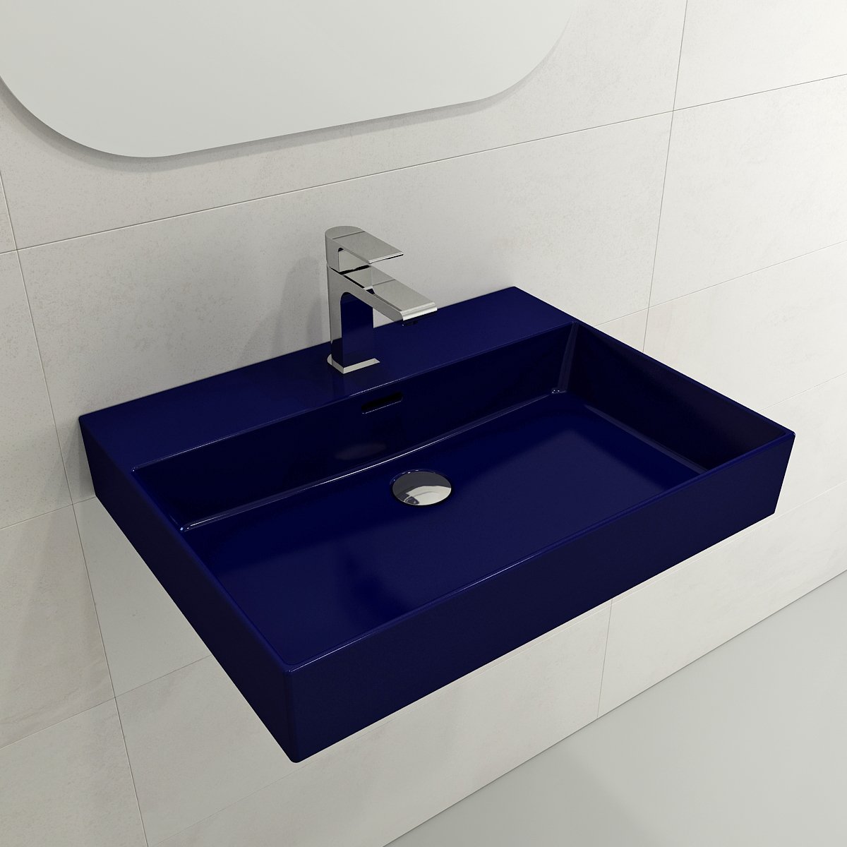 Milano Wall-Mounted Sink Fireclay 24 in. 1-Hole with Overflow 1376