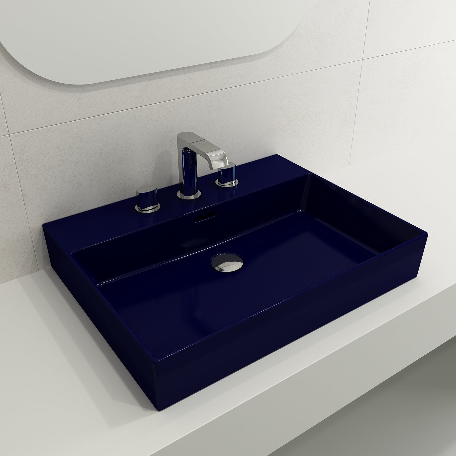 Milano Wall-Mounted Sink Fireclay 24 in. 3-Hole with Overflow 1376