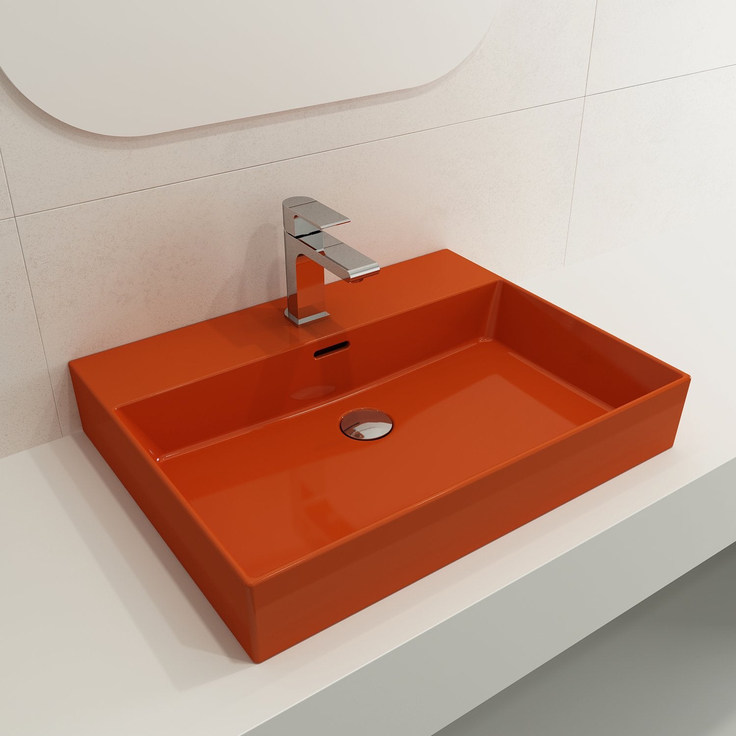 Milano Wall-Mounted Sink Fireclay 24 in. 1-Hole with Overflow 1376
