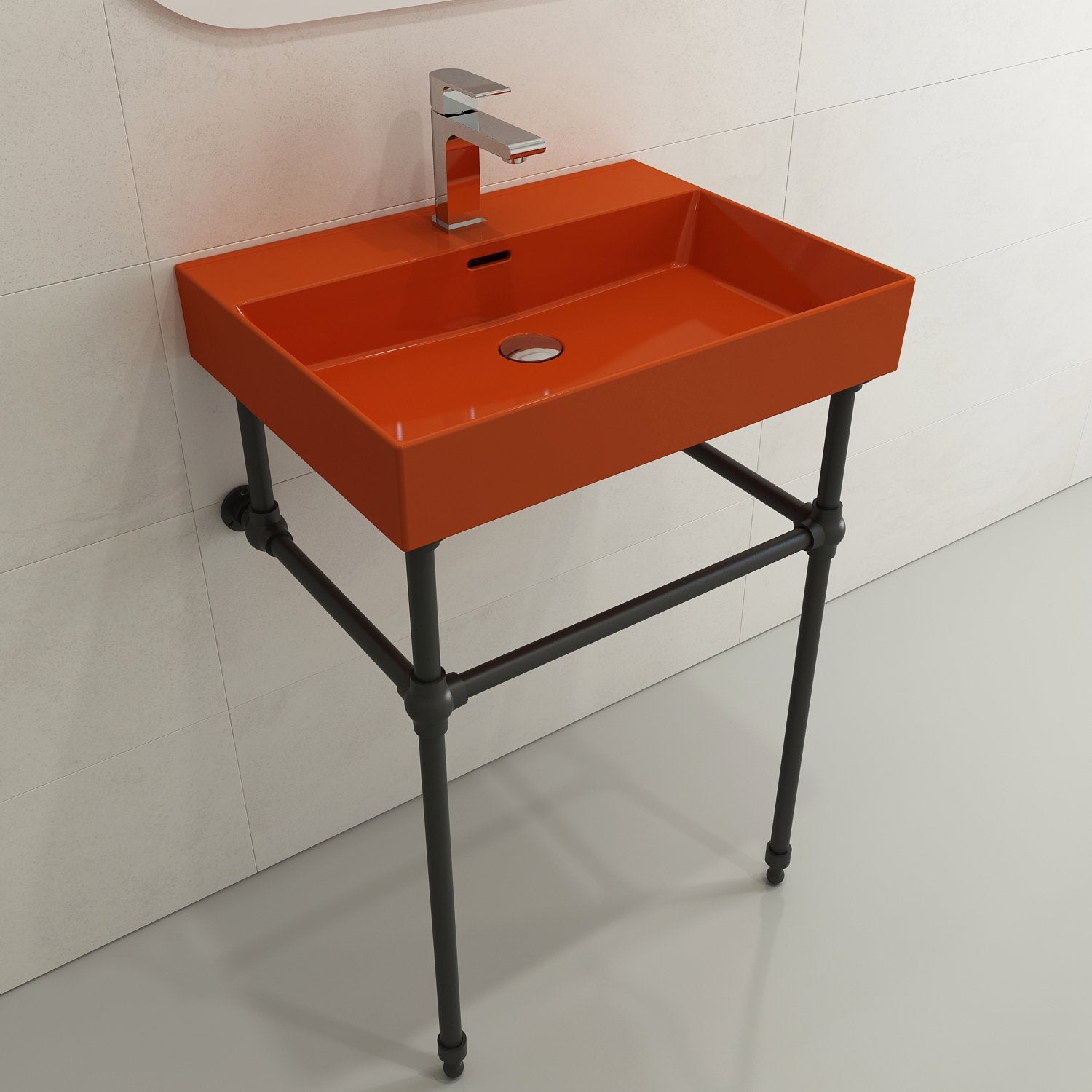 Milano Wall-Mounted Sink Fireclay 24 in. 1-Hole with Overflow 1376