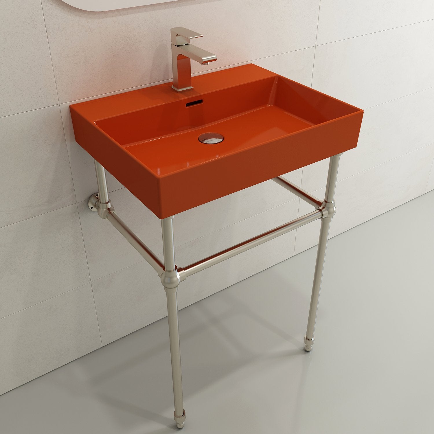 Milano Wall-Mounted Sink Fireclay 24 in. 1-Hole with Overflow 1376