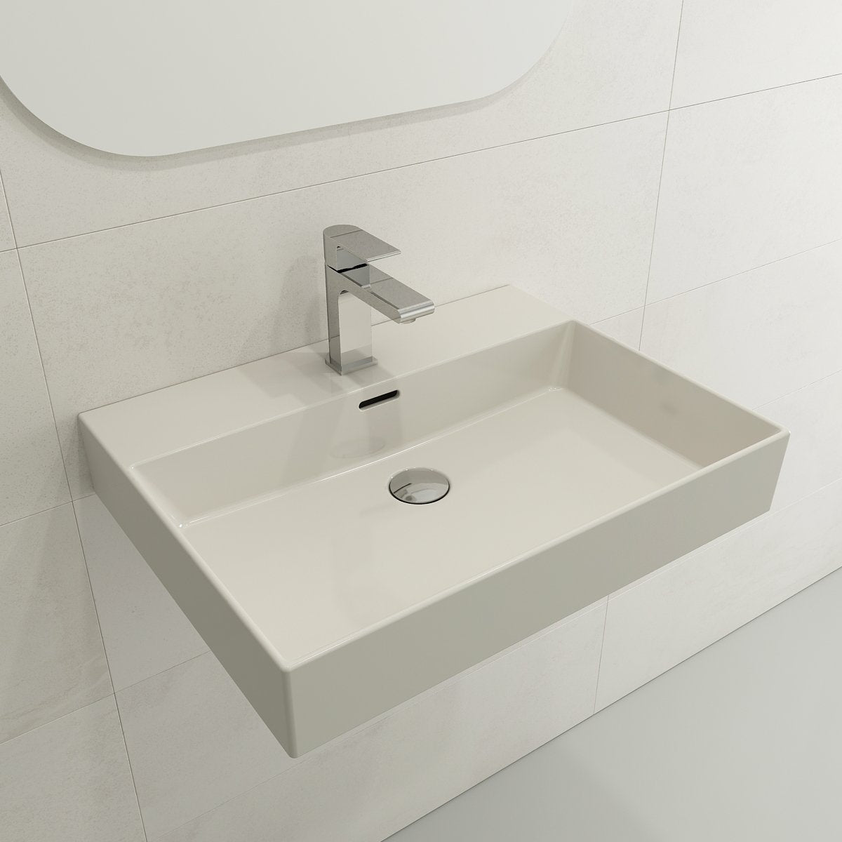 Milano Wall-Mounted Sink Fireclay 24 in. 1-Hole with Overflow 1376