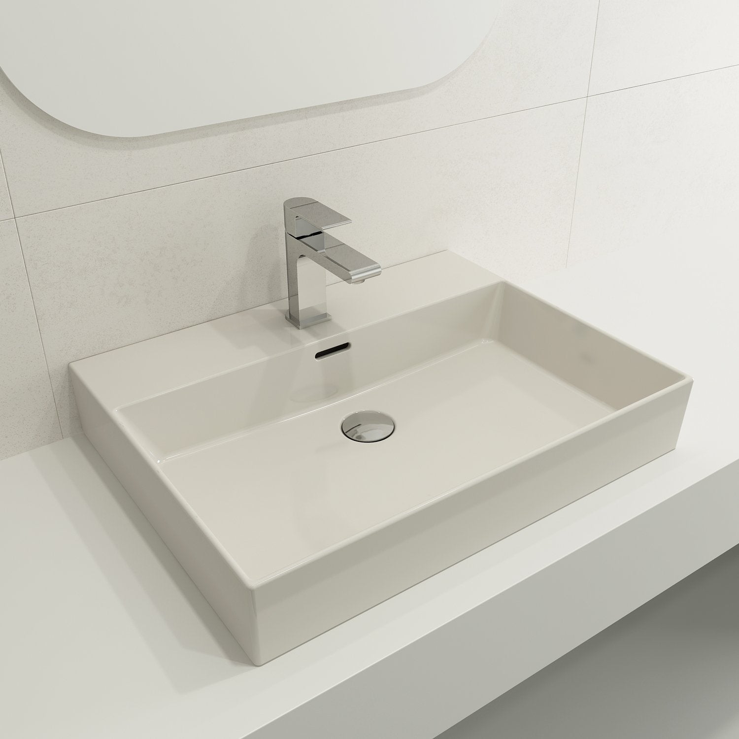 Milano Wall-Mounted Sink Fireclay 24 in. 1-Hole with Overflow 1376