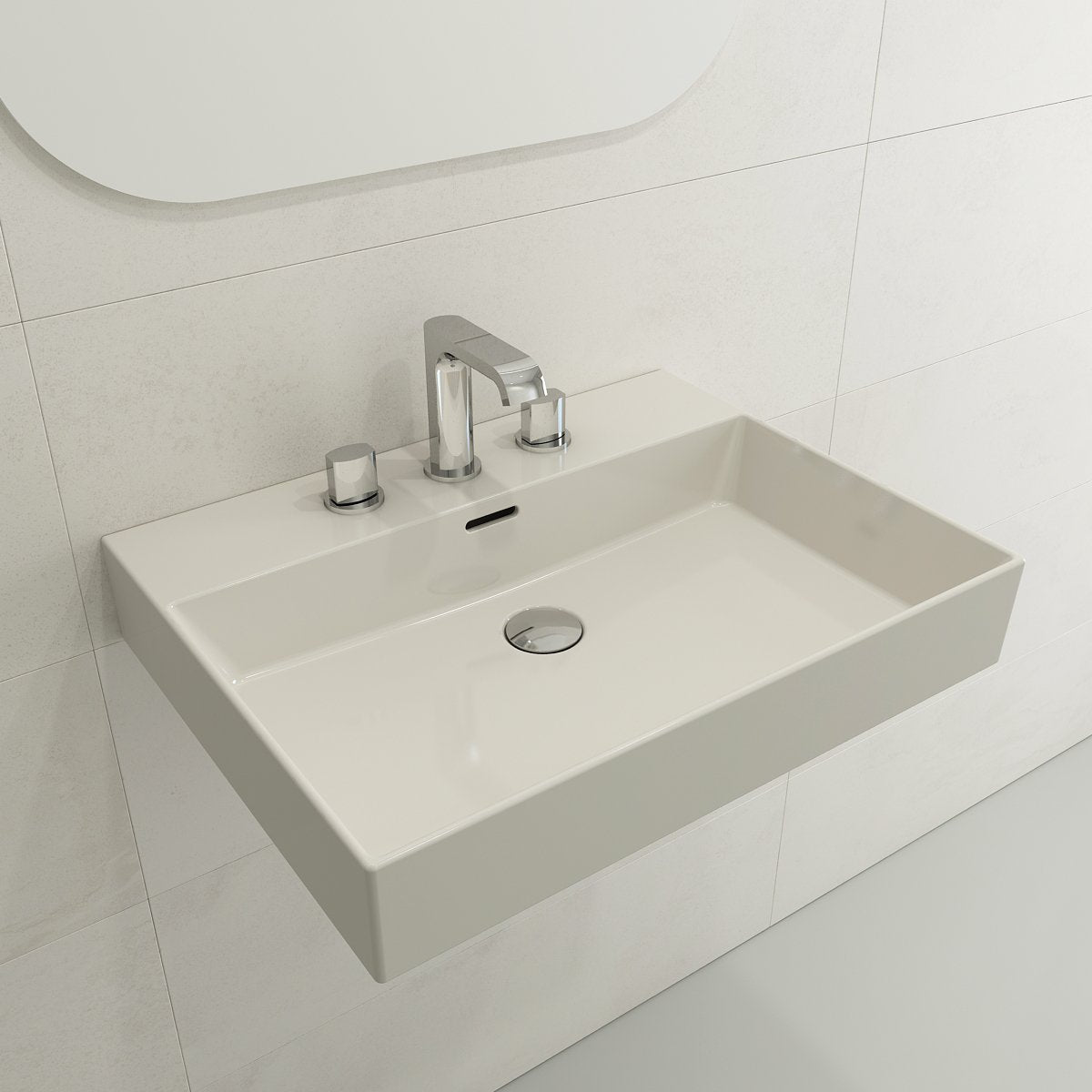 Milano Wall-Mounted Sink Fireclay 24 in. 3-Hole with Overflow 1376