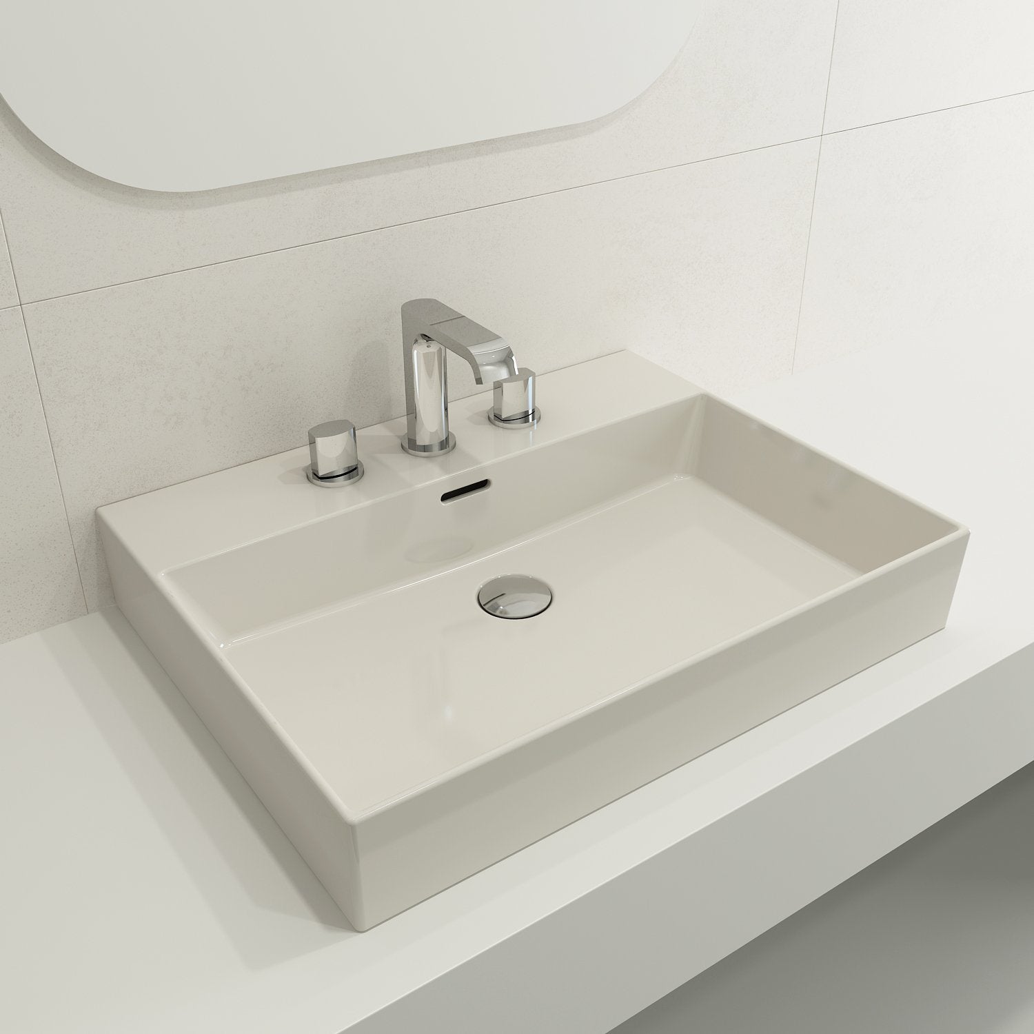 Milano Wall-Mounted Sink Fireclay 24 in. 3-Hole with Overflow 1376