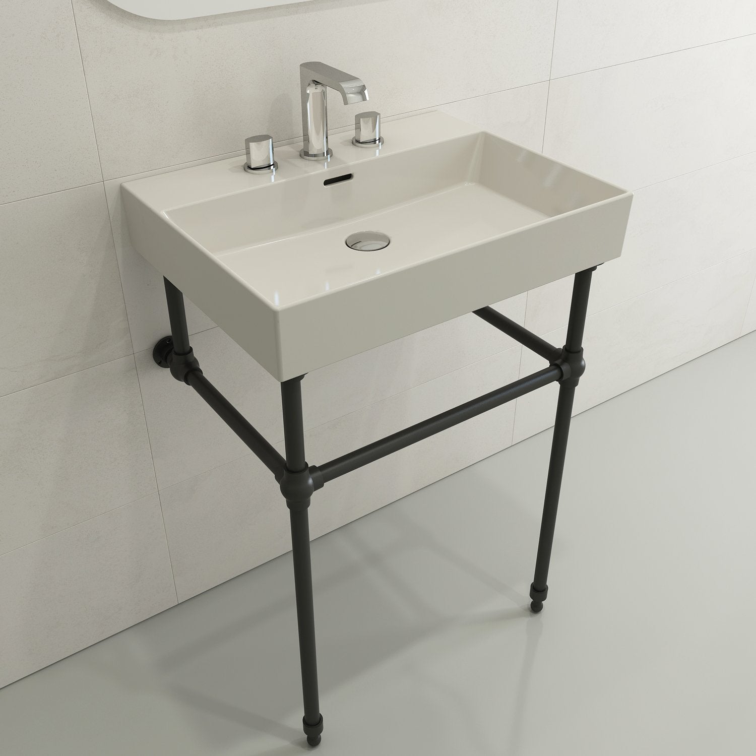 Milano Wall-Mounted Sink Fireclay 24 in. 3-Hole with Overflow 1376
