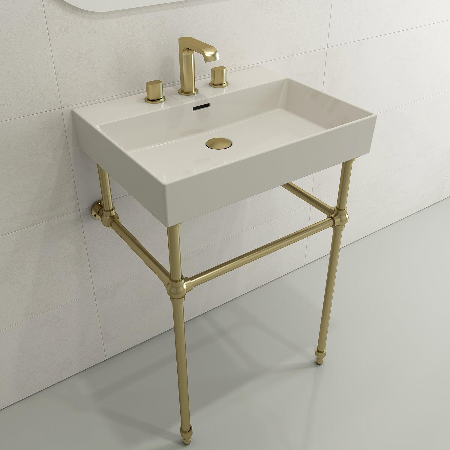 Milano Wall-Mounted Sink Fireclay 24 in. 3-Hole with Overflow 1376