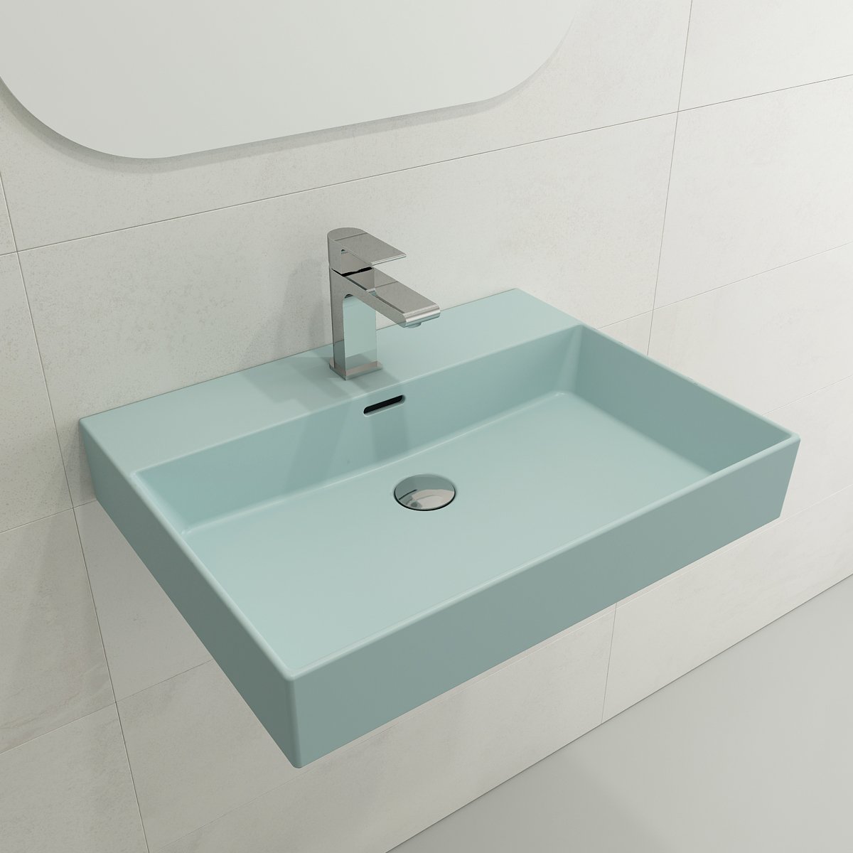 Milano Wall-Mounted Sink Fireclay 24 in. 1-Hole with Overflow 1376