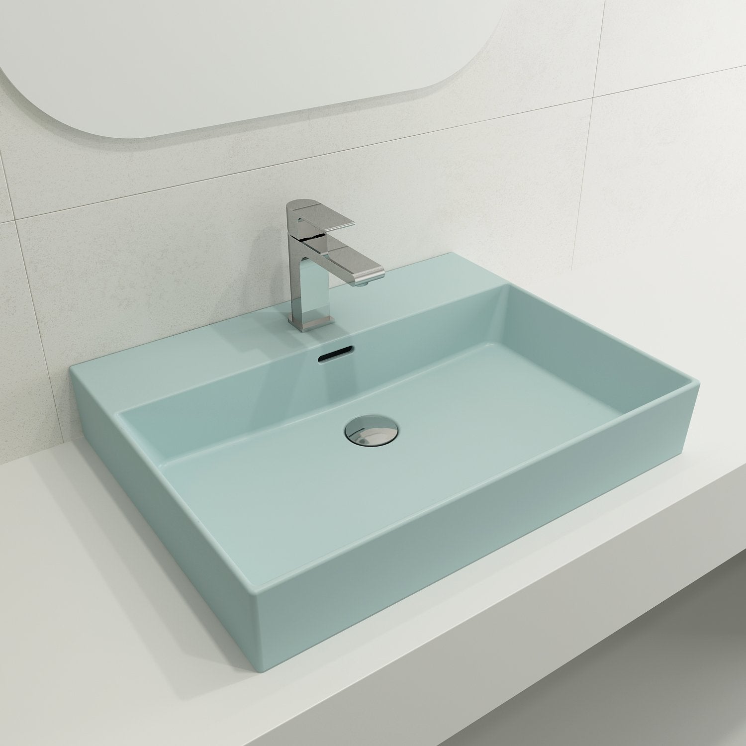 Milano Wall-Mounted Sink Fireclay 24 in. 1-Hole with Overflow 1376