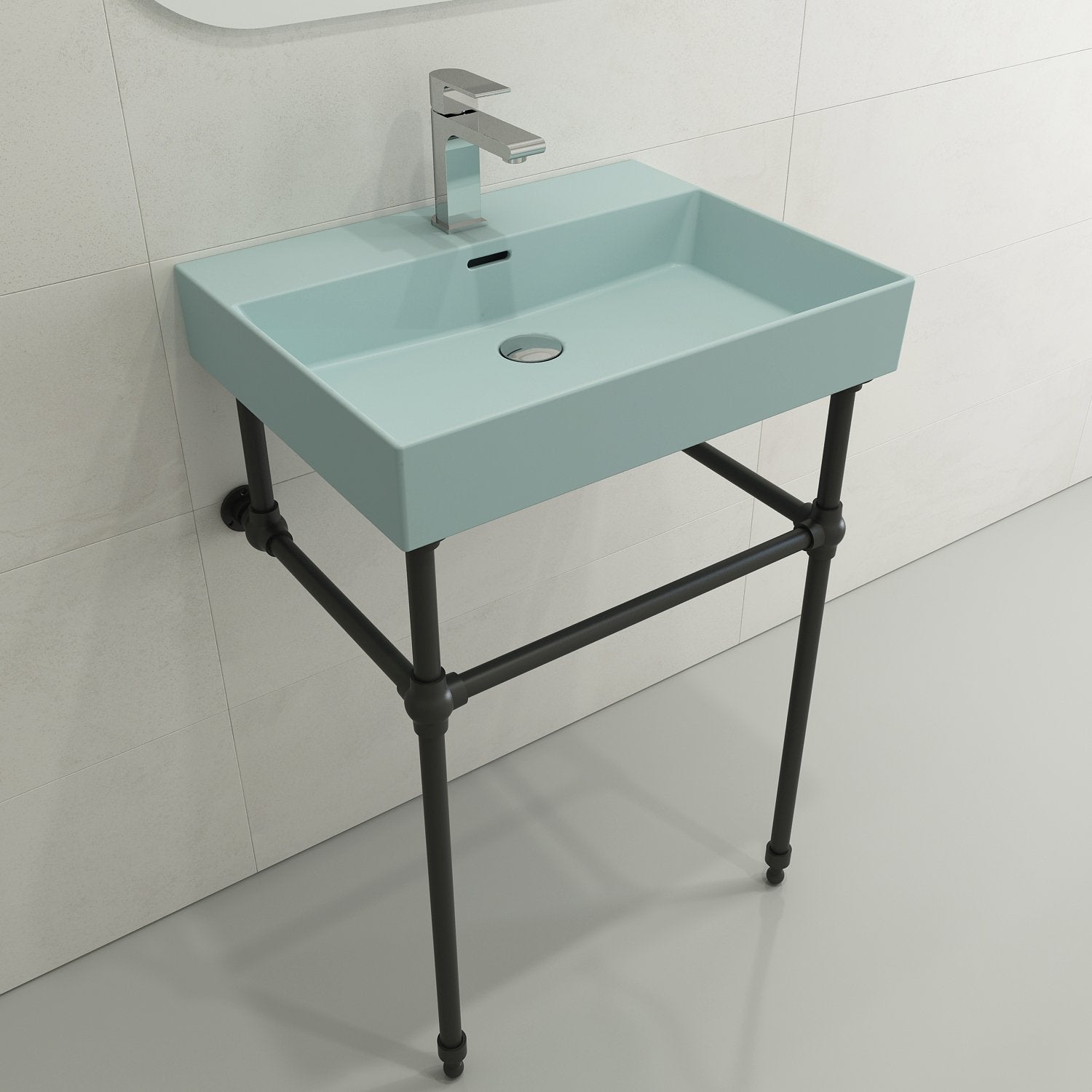 Milano Wall-Mounted Sink Fireclay 24 in. 1-Hole with Overflow 1376