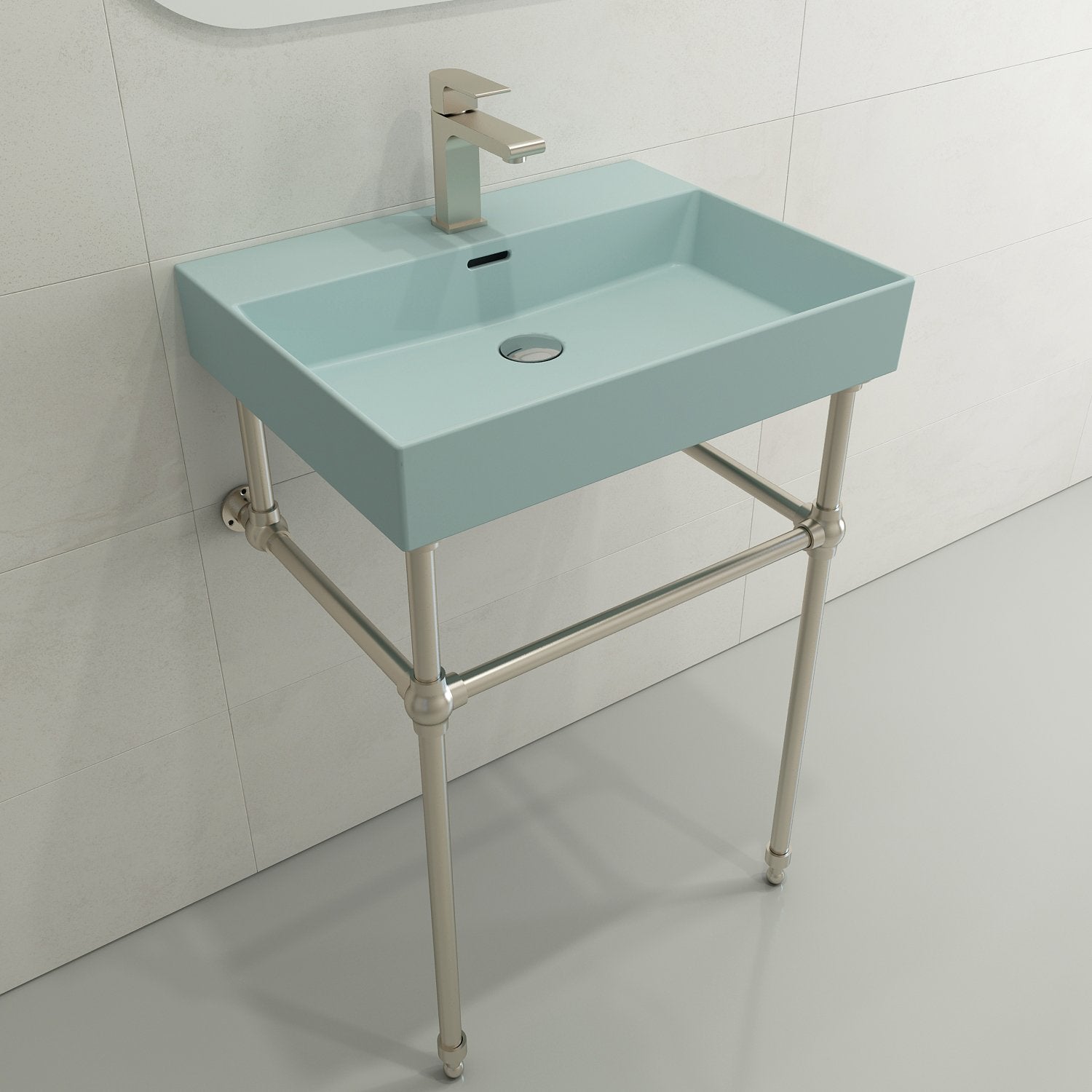 Milano Wall-Mounted Sink Fireclay 24 in. 1-Hole with Overflow 1376