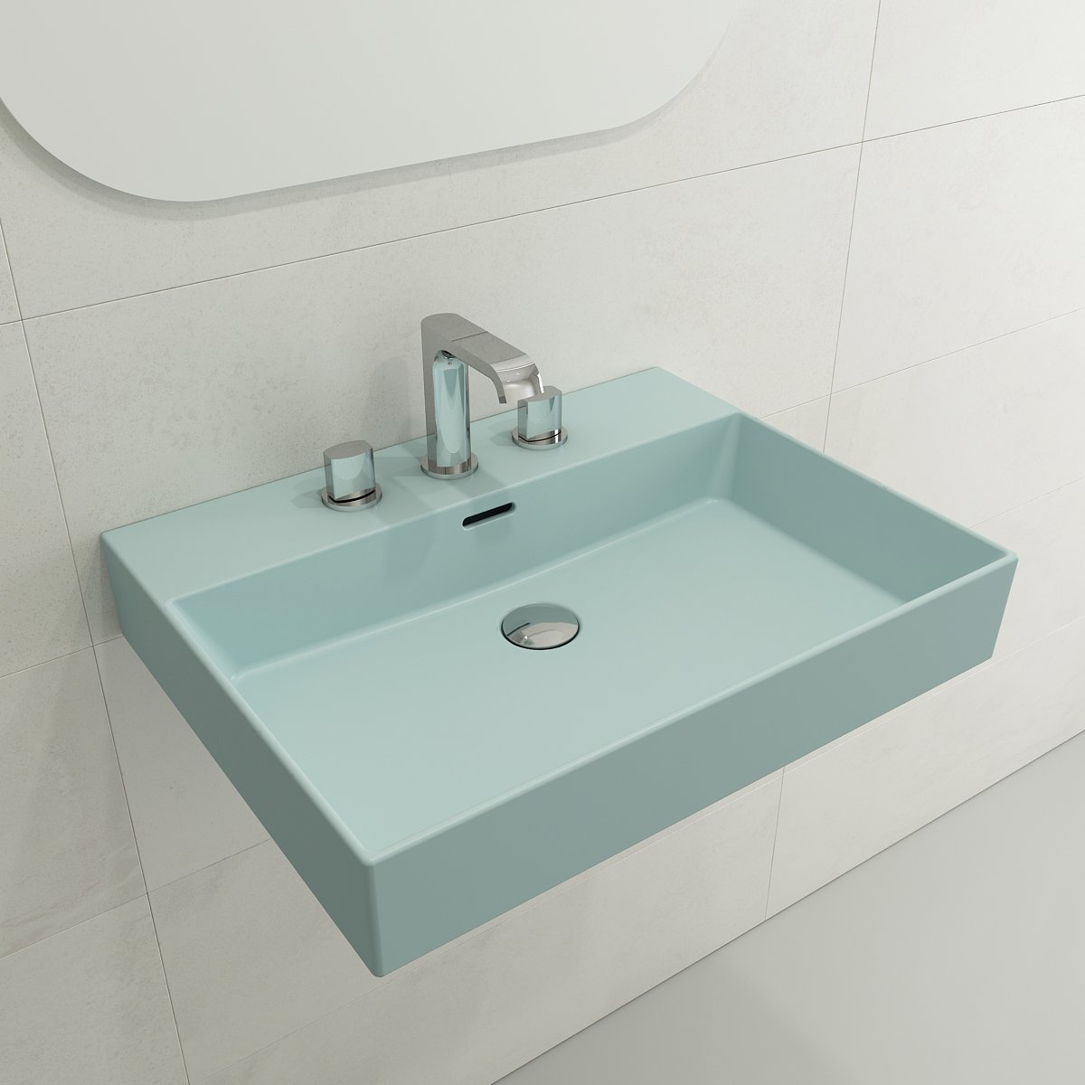 Milano Wall-Mounted Sink Fireclay 24 in. 3-Hole with Overflow 1376