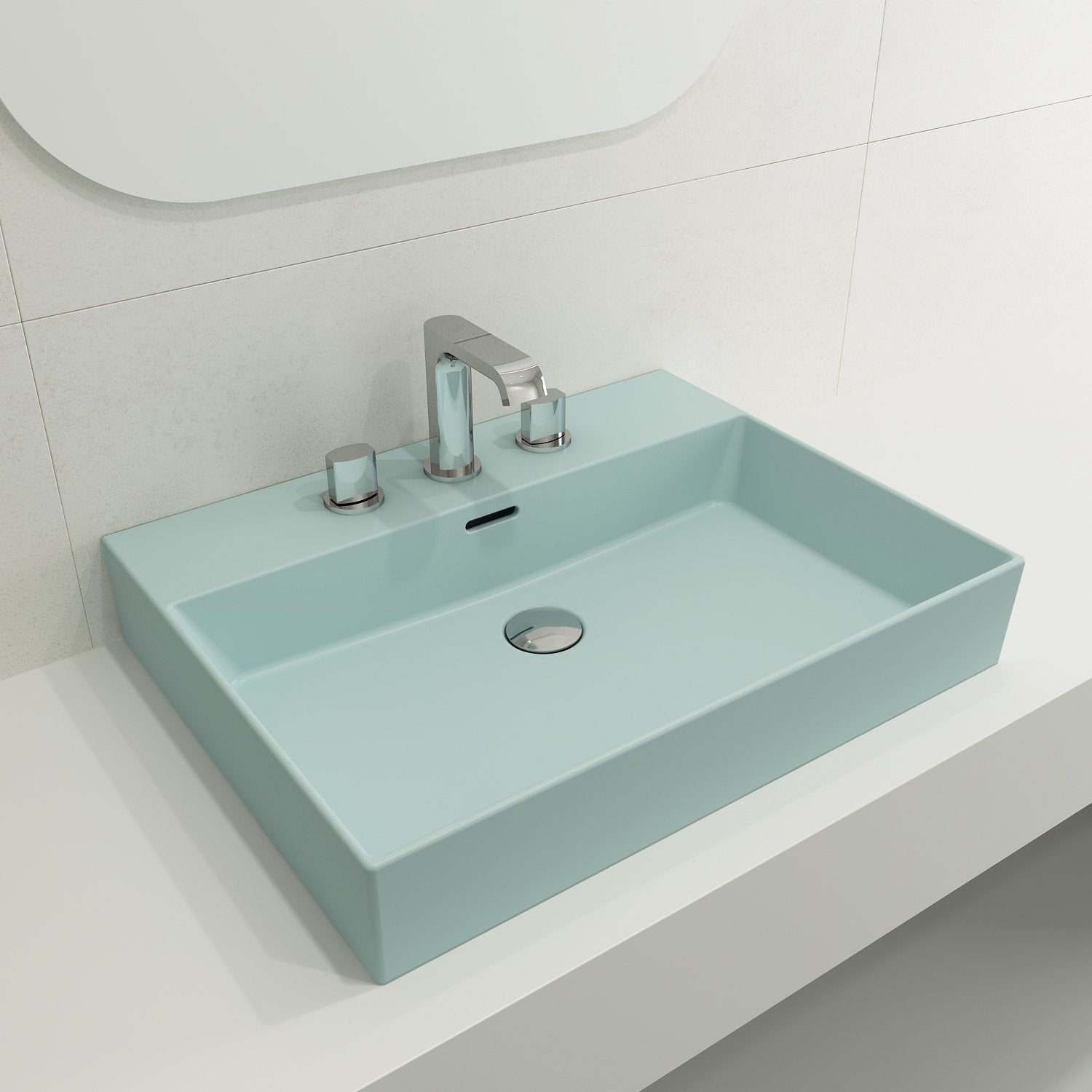 Milano Wall-Mounted Sink Fireclay 24 in. 3-Hole with Overflow 1376