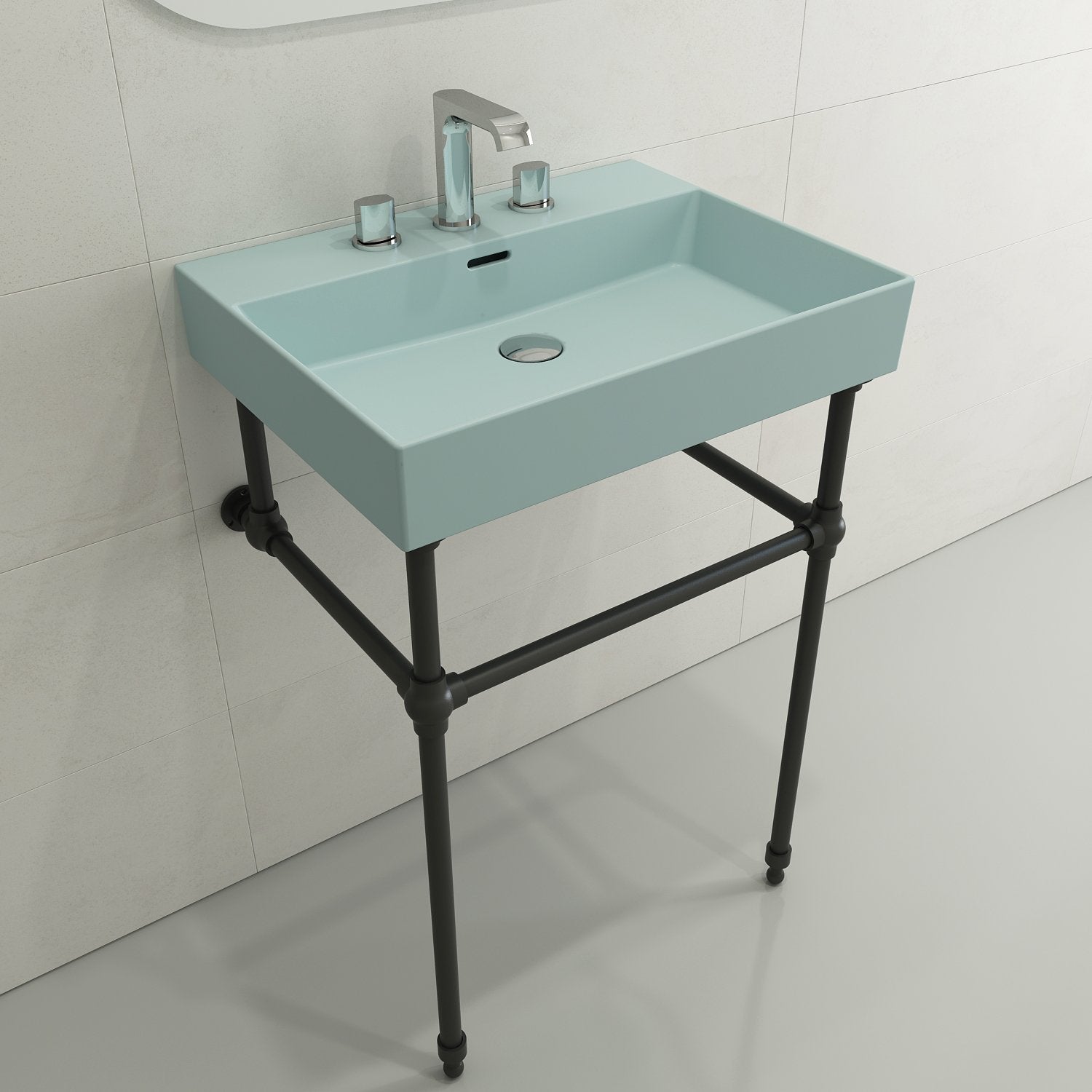 Milano Wall-Mounted Sink Fireclay 24 in. 3-Hole with Overflow 1376