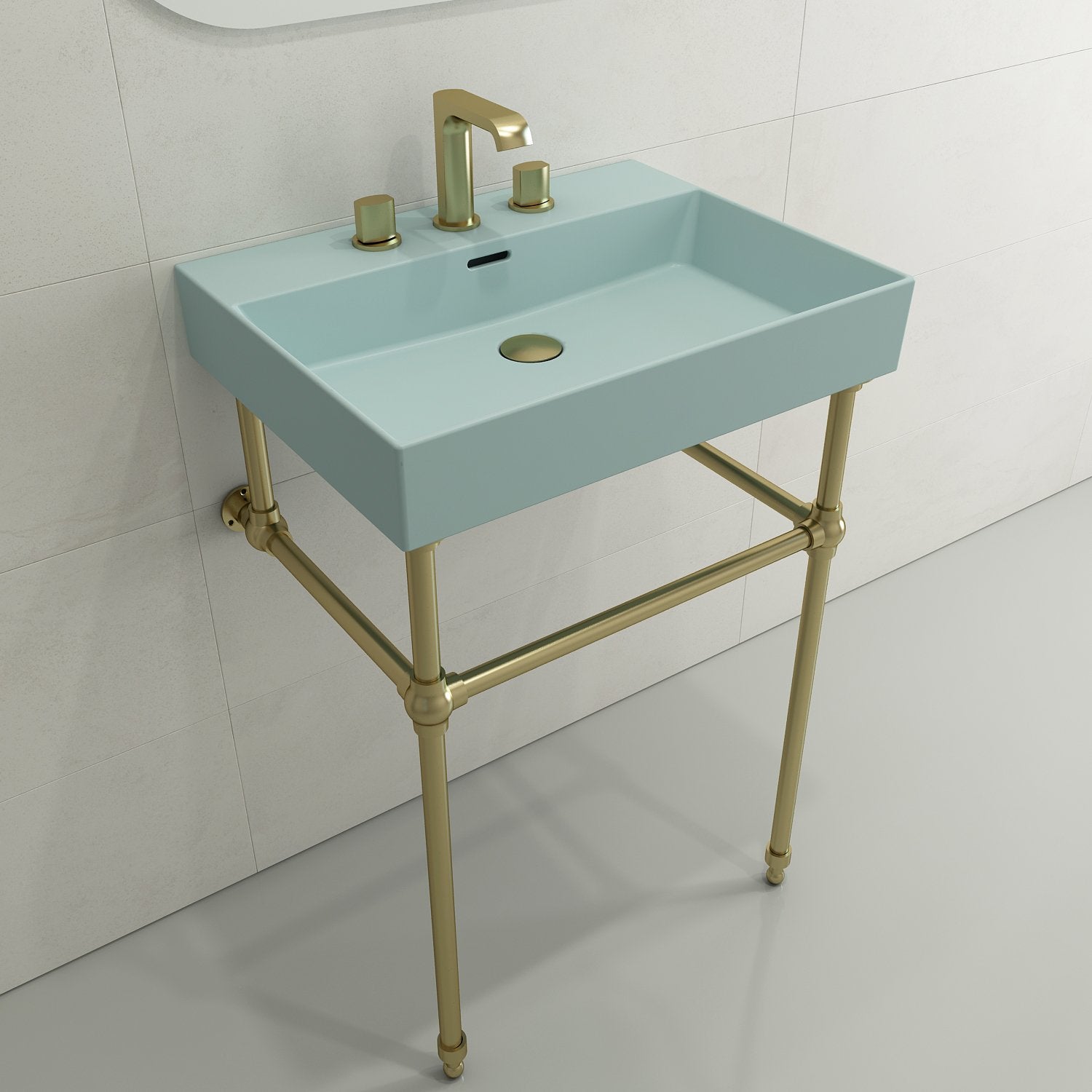 Milano Wall-Mounted Sink Fireclay 24 in. 3-Hole with Overflow 1376
