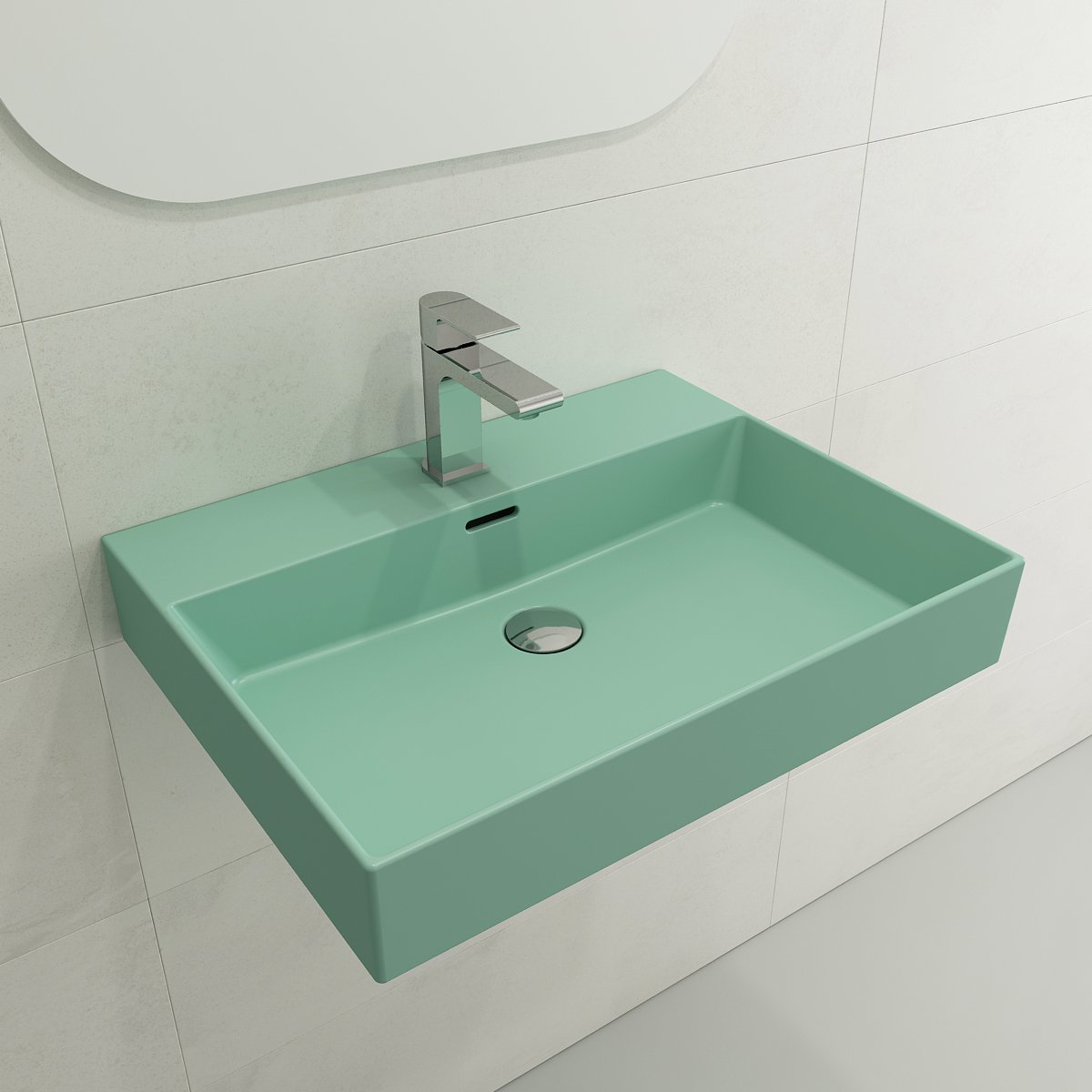 Milano Wall-Mounted Sink Fireclay 24 in. 1-Hole with Overflow 1376
