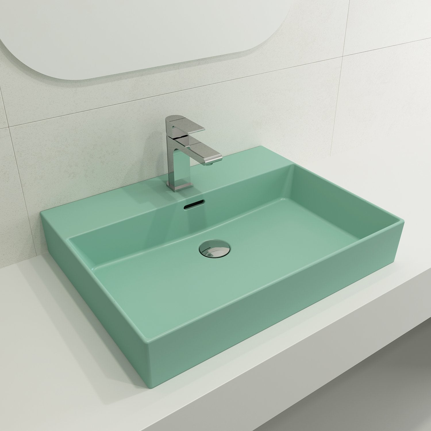 Milano Wall-Mounted Sink Fireclay 24 in. 1-Hole with Overflow 1376