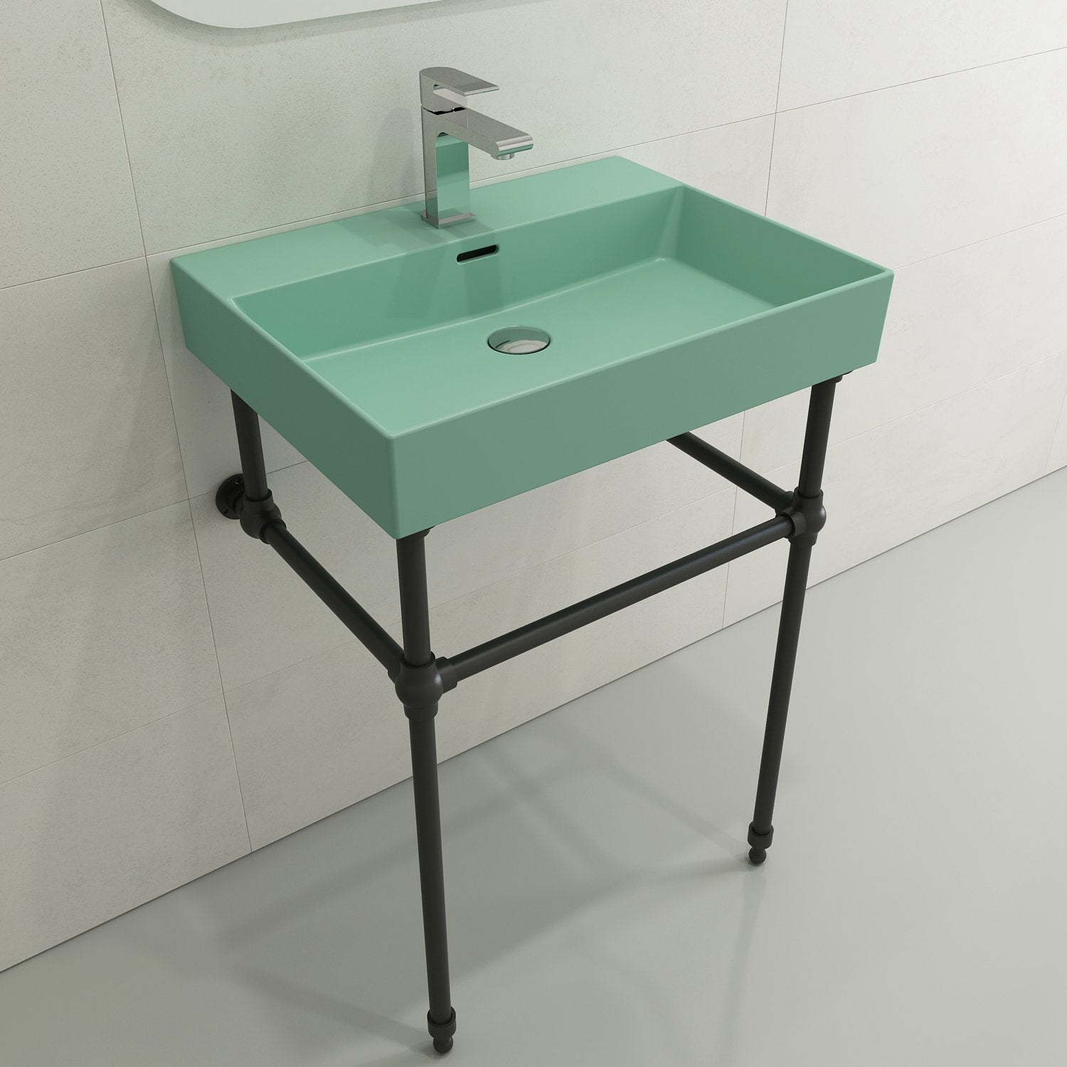 Milano Wall-Mounted Sink Fireclay 24 in. 1-Hole with Overflow 1376
