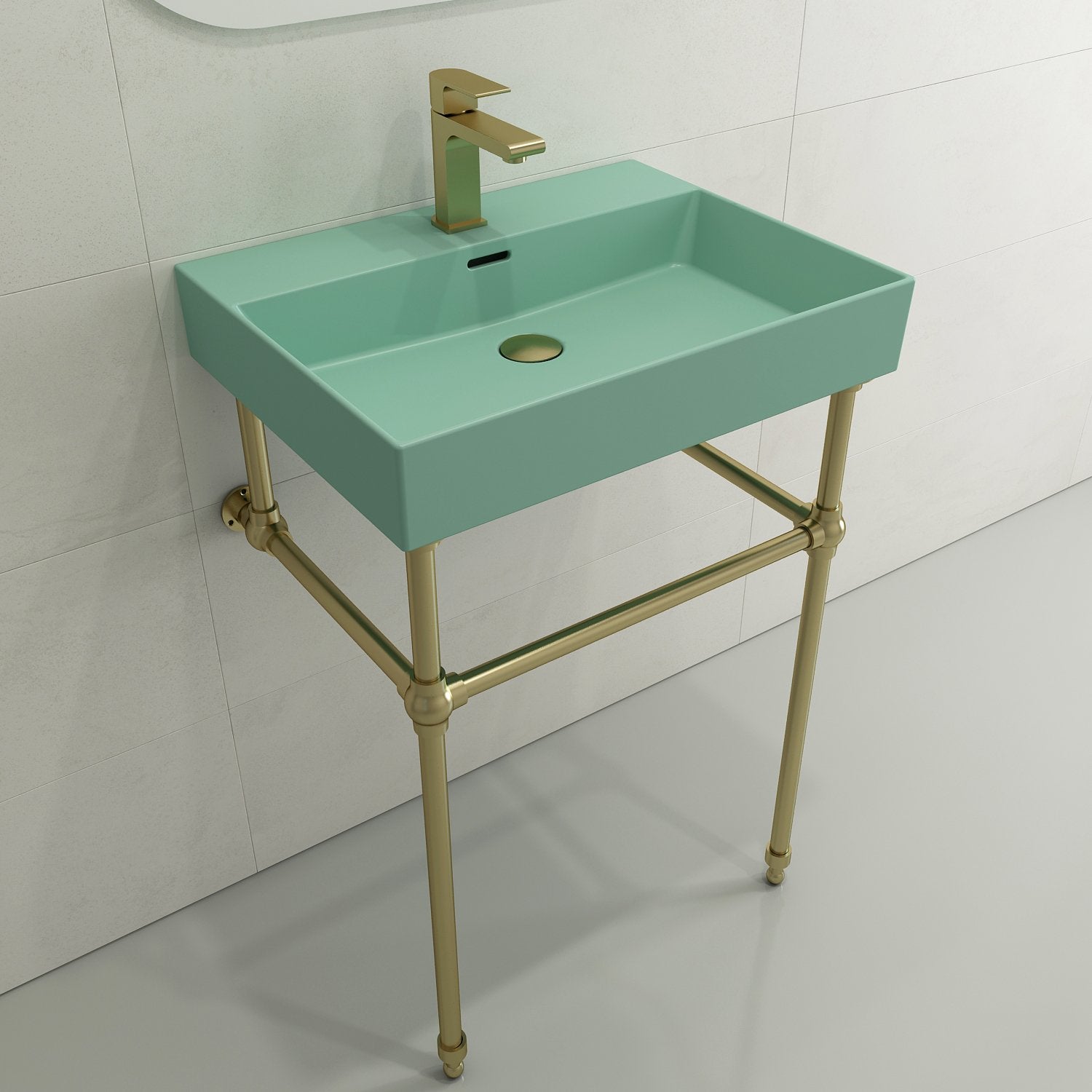 Milano Wall-Mounted Sink Fireclay 24 in. 1-Hole with Overflow 1376