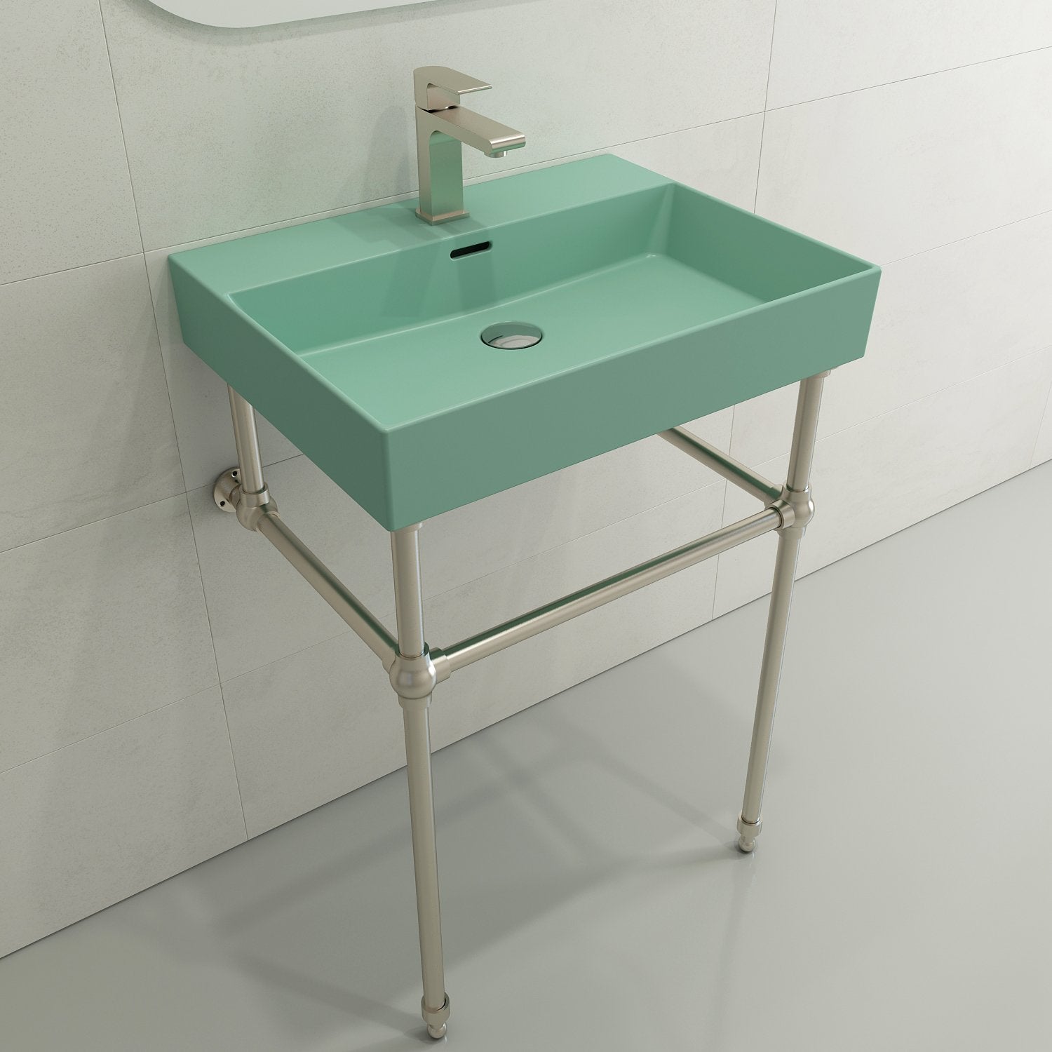 Milano Wall-Mounted Sink Fireclay 24 in. 1-Hole with Overflow 1376