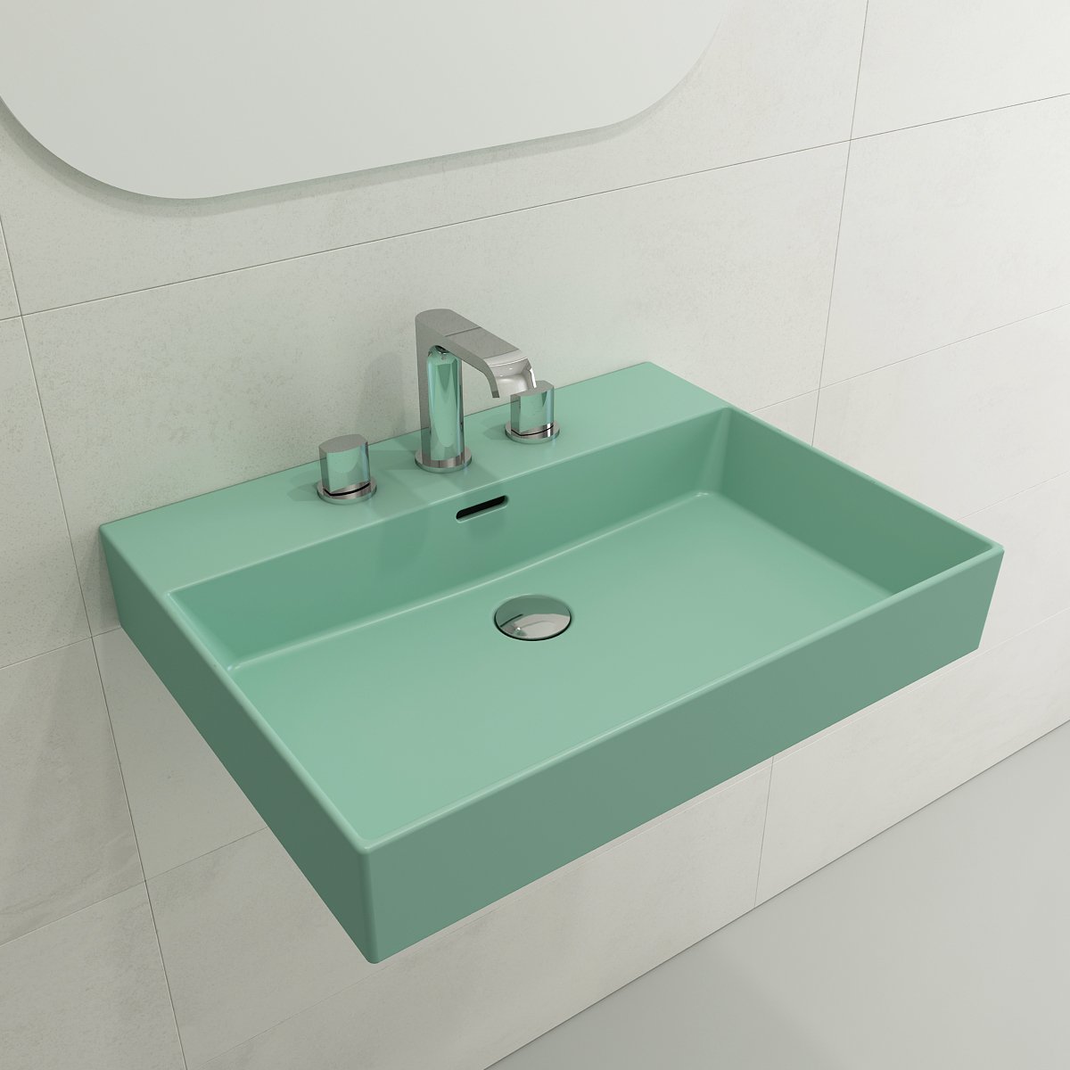 Milano Wall-Mounted Sink Fireclay 24 in. 3-Hole with Overflow 1376