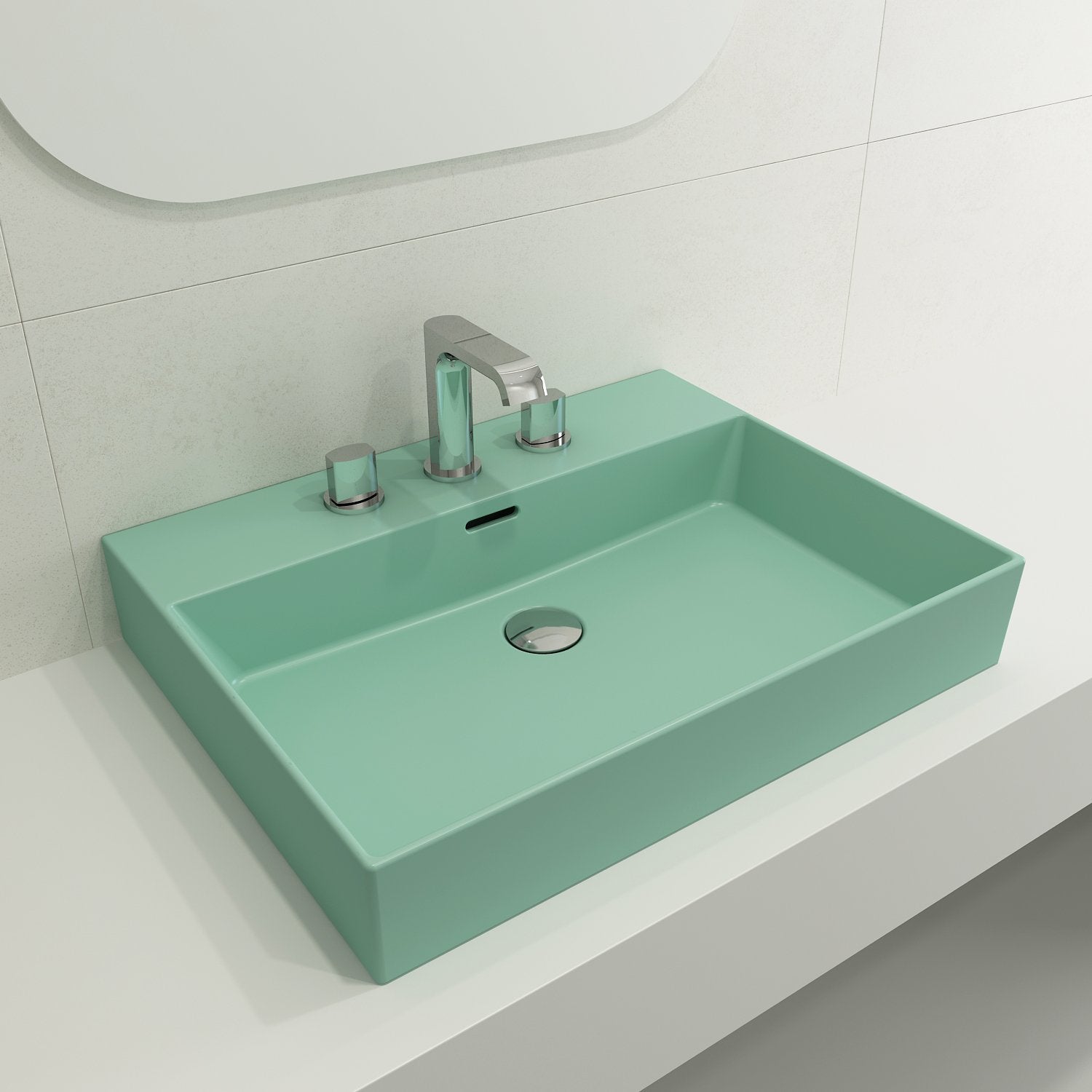 Milano Wall-Mounted Sink Fireclay 24 in. 3-Hole with Overflow 1376